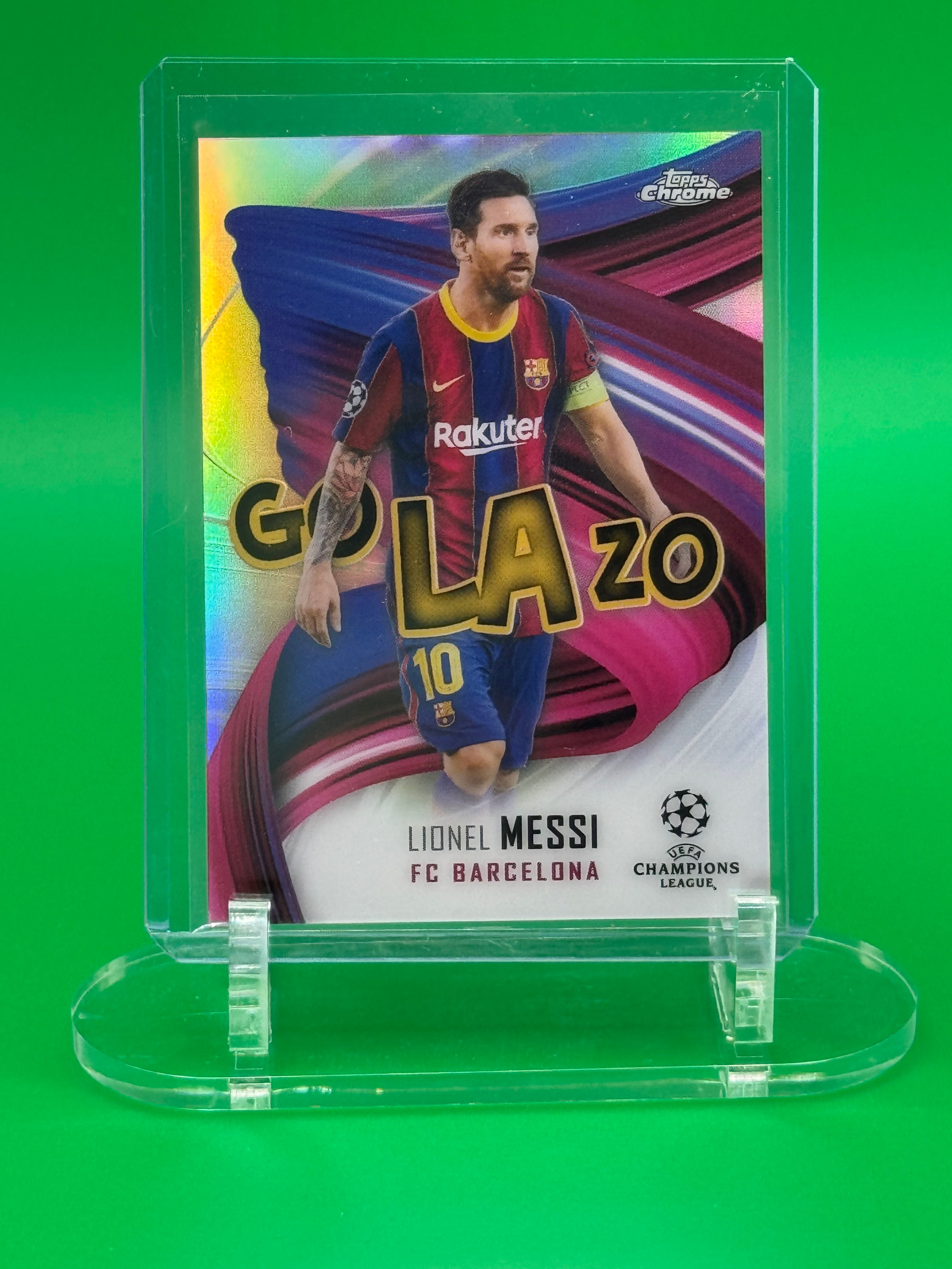 2021 Topps Chrome UEFA Champions League Lionel Messi Golazo Refractor Insert FC Barcelona