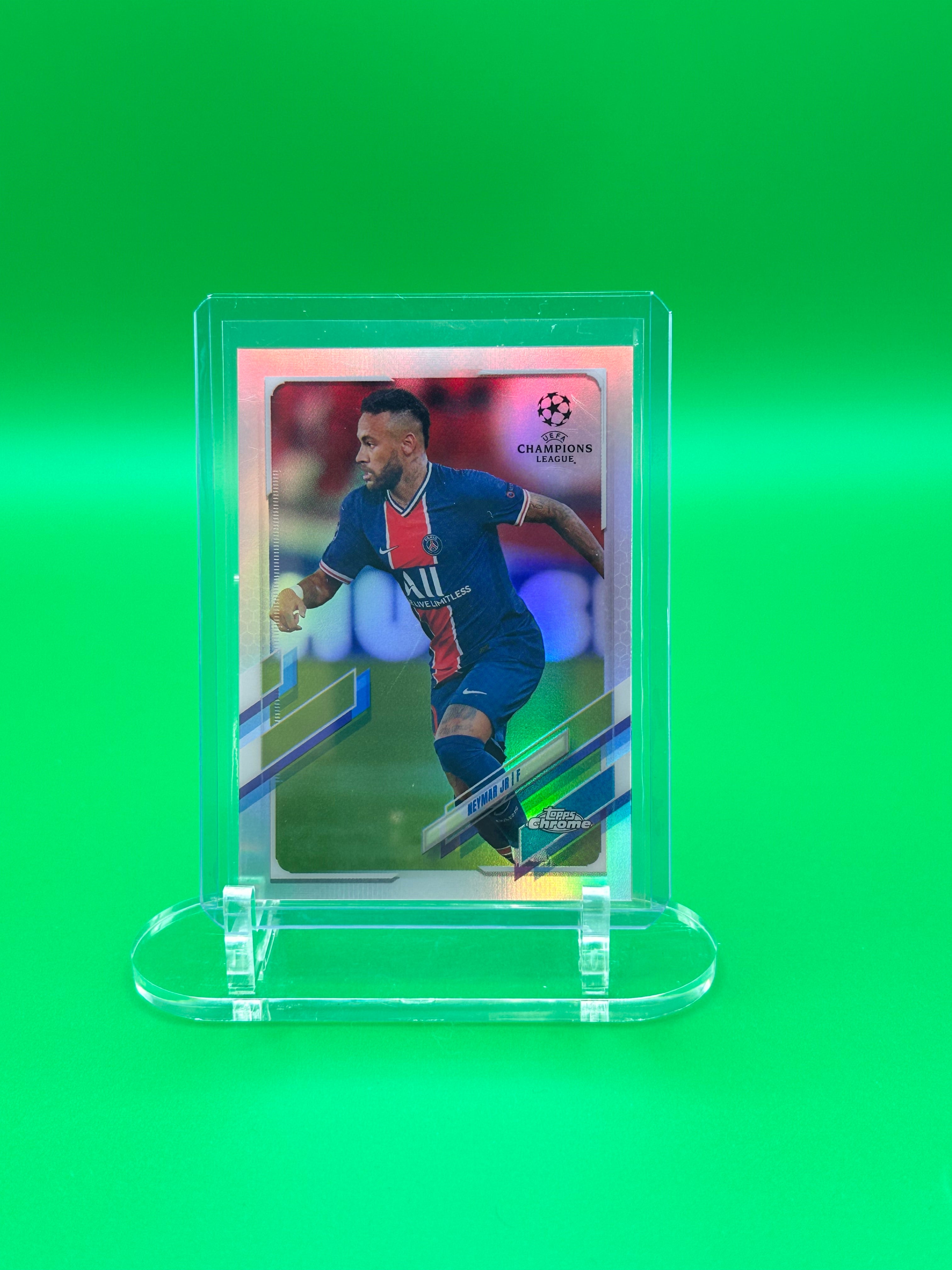 Neymar Jr 2021 Topps Chrome UEFA Champions League Refractor Soccer Card