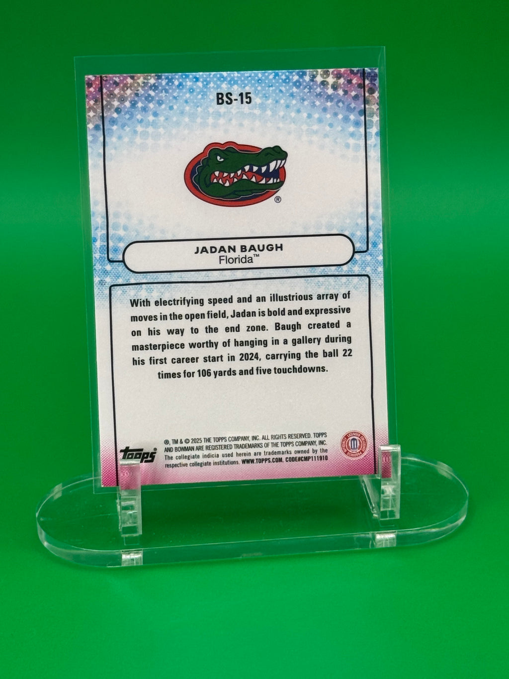 2025 Bowman Best U JADAN BAUGH Showpieces Florida Gators Insert Rookie Card