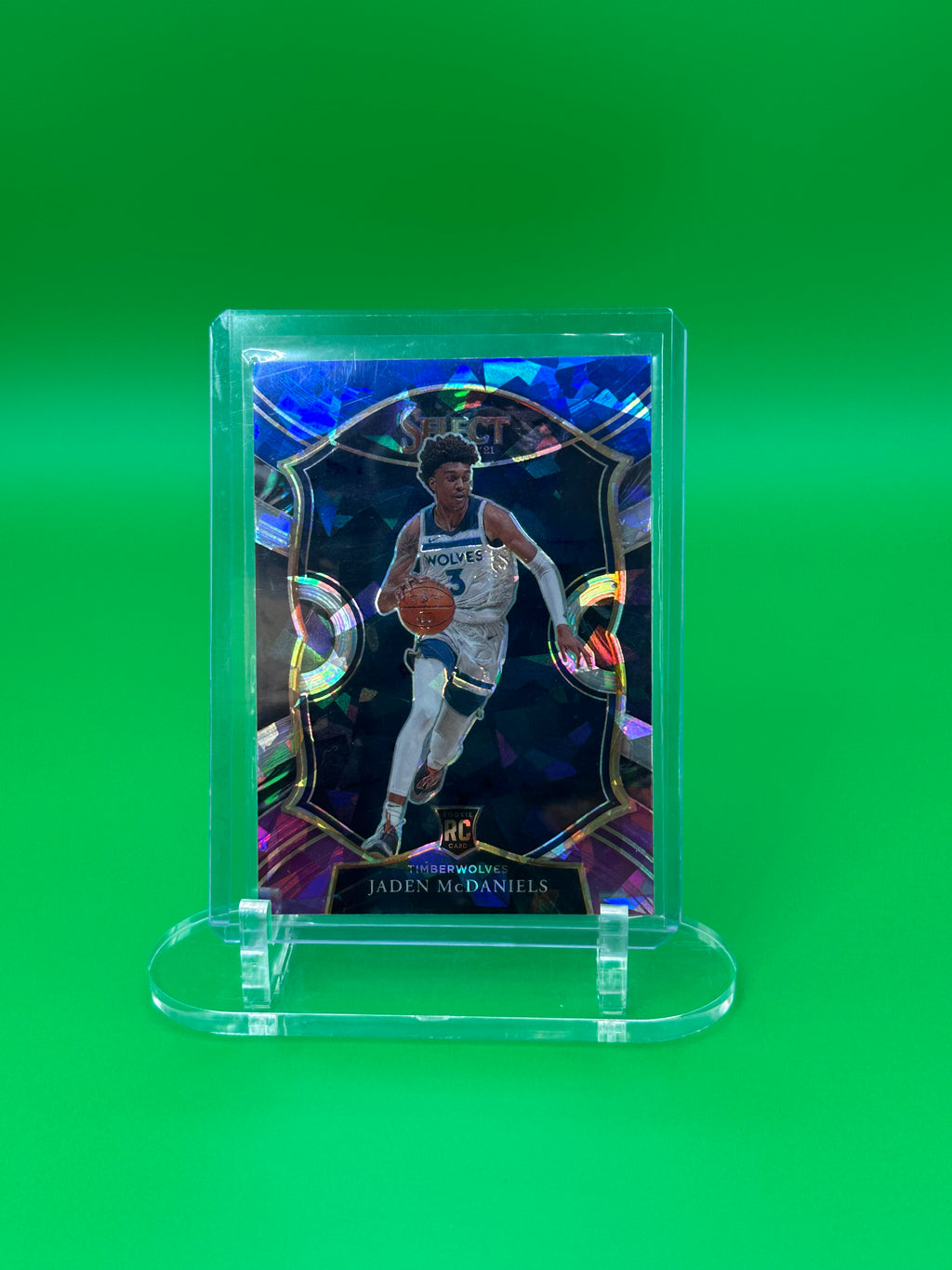 2021 Panini Select Jaden McDaniels Concourse Blue, Black, & Pink Crackle Parallel Rookie RC Minnesota Timberwolves