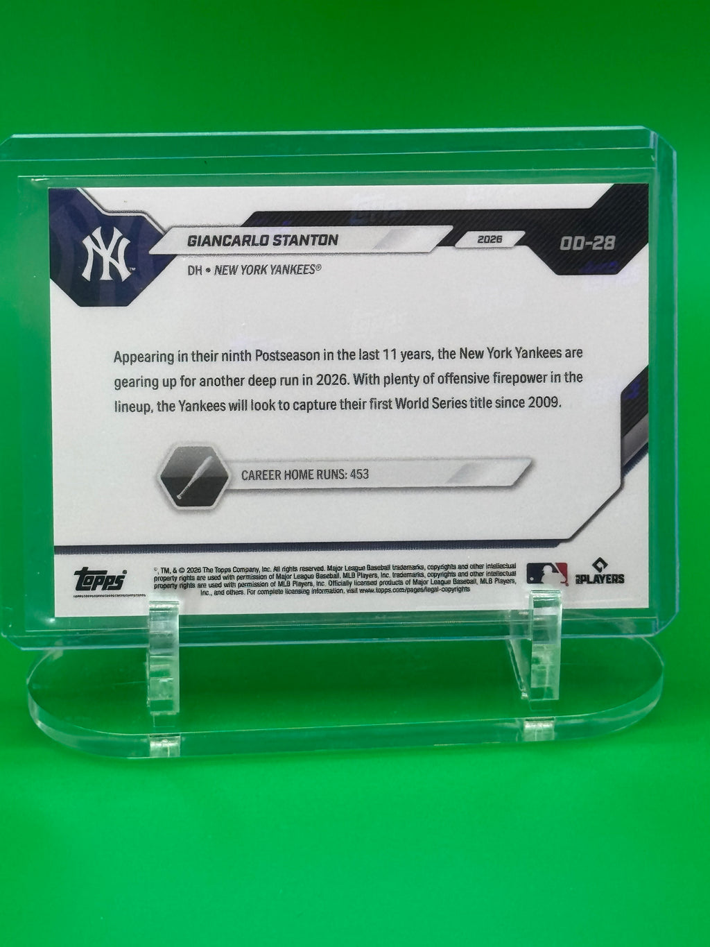 2026 Topps NOW Road to Opening Day Giancarlo Stanton /150 – New York Yankees