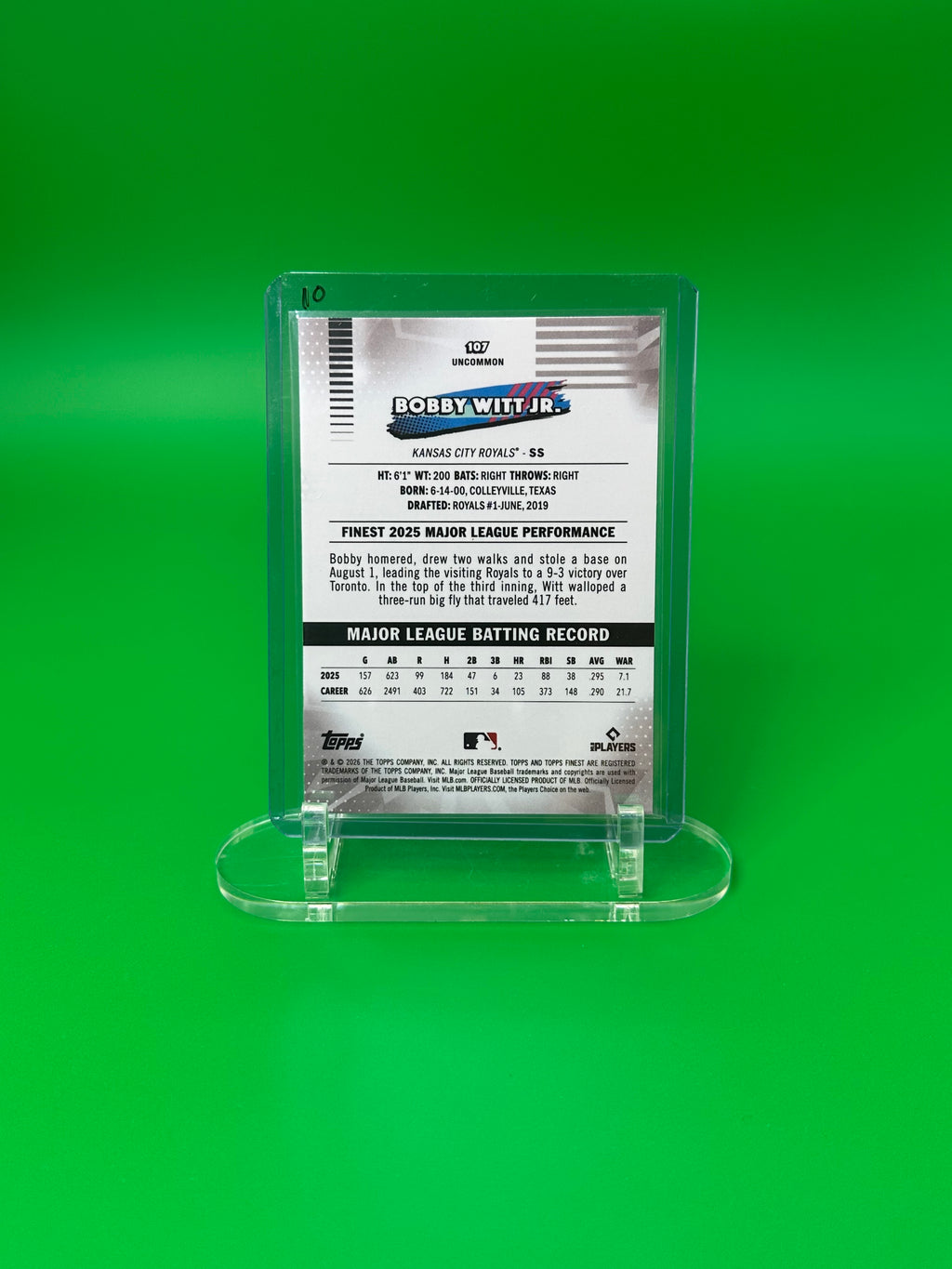 2026 Topps Finest Bobby Witt Jr. Uncommon X-Fractor