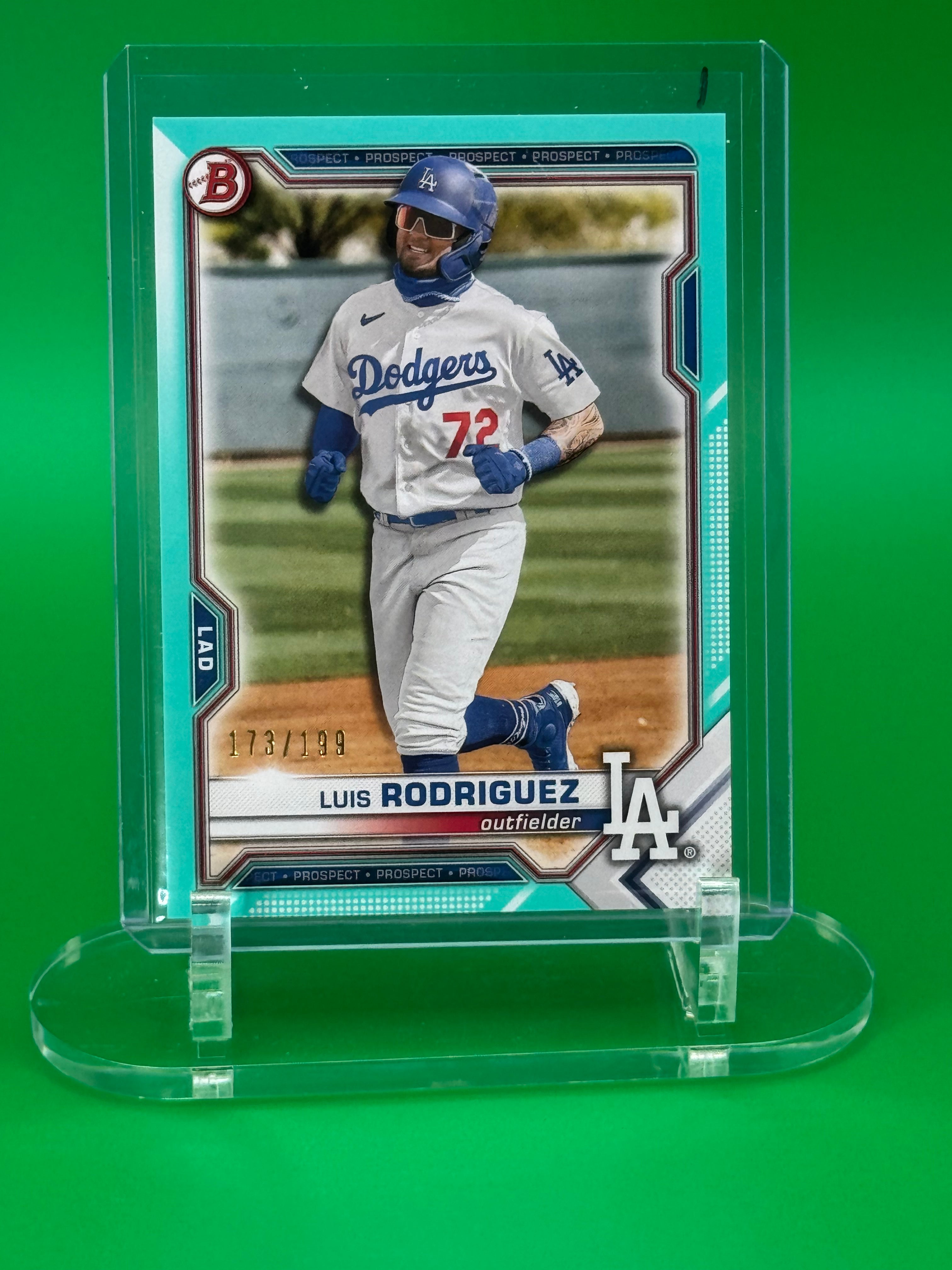 2021 Bowman LUIS RODRIGUEZ Aqua Foil /199 Dodgers Prospect Card #173/199