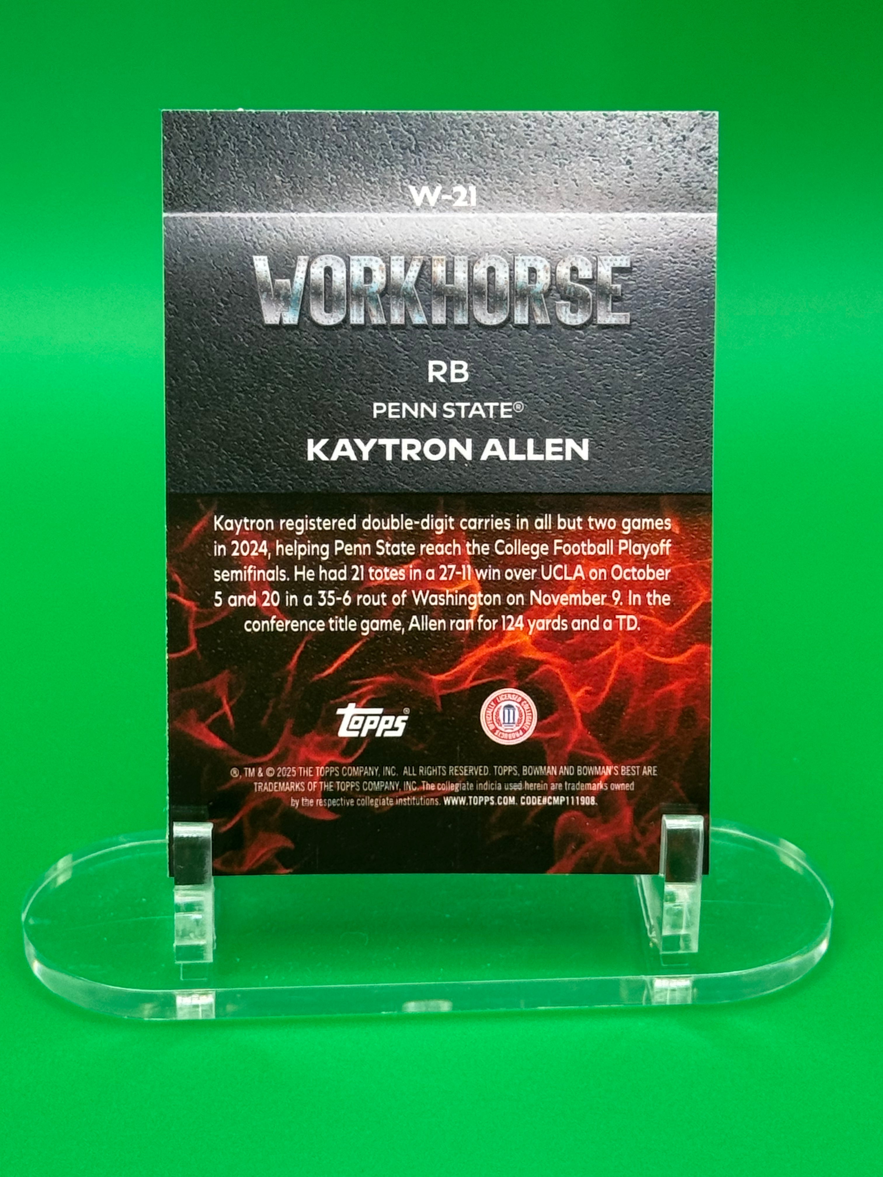 2025 Bowman Best U KAYTRON ALLEN Workhorse Insert Penn State Football