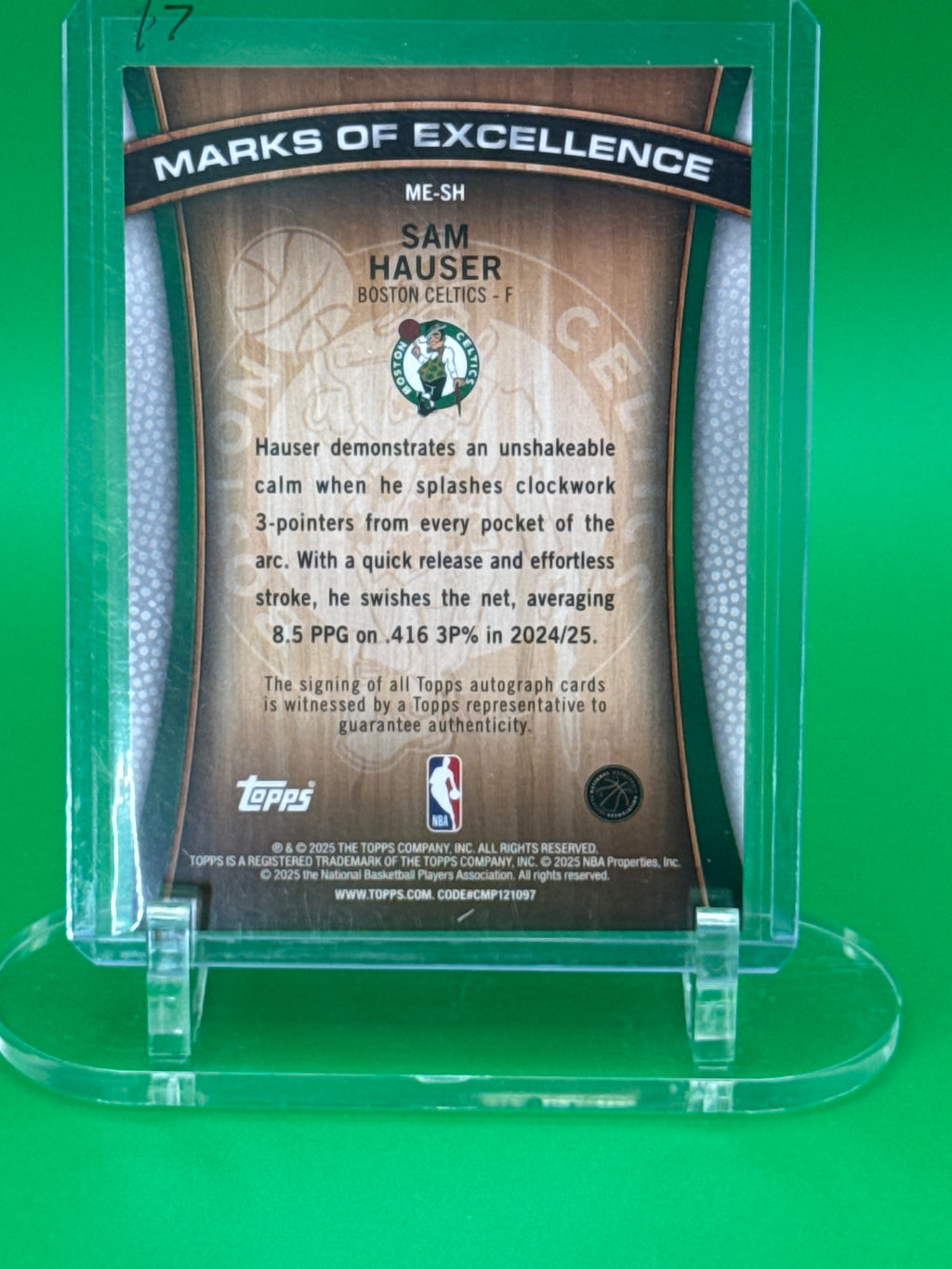 2024-25 Topps Marks of Excellence Sam Hauser Auto Boston Celtics
