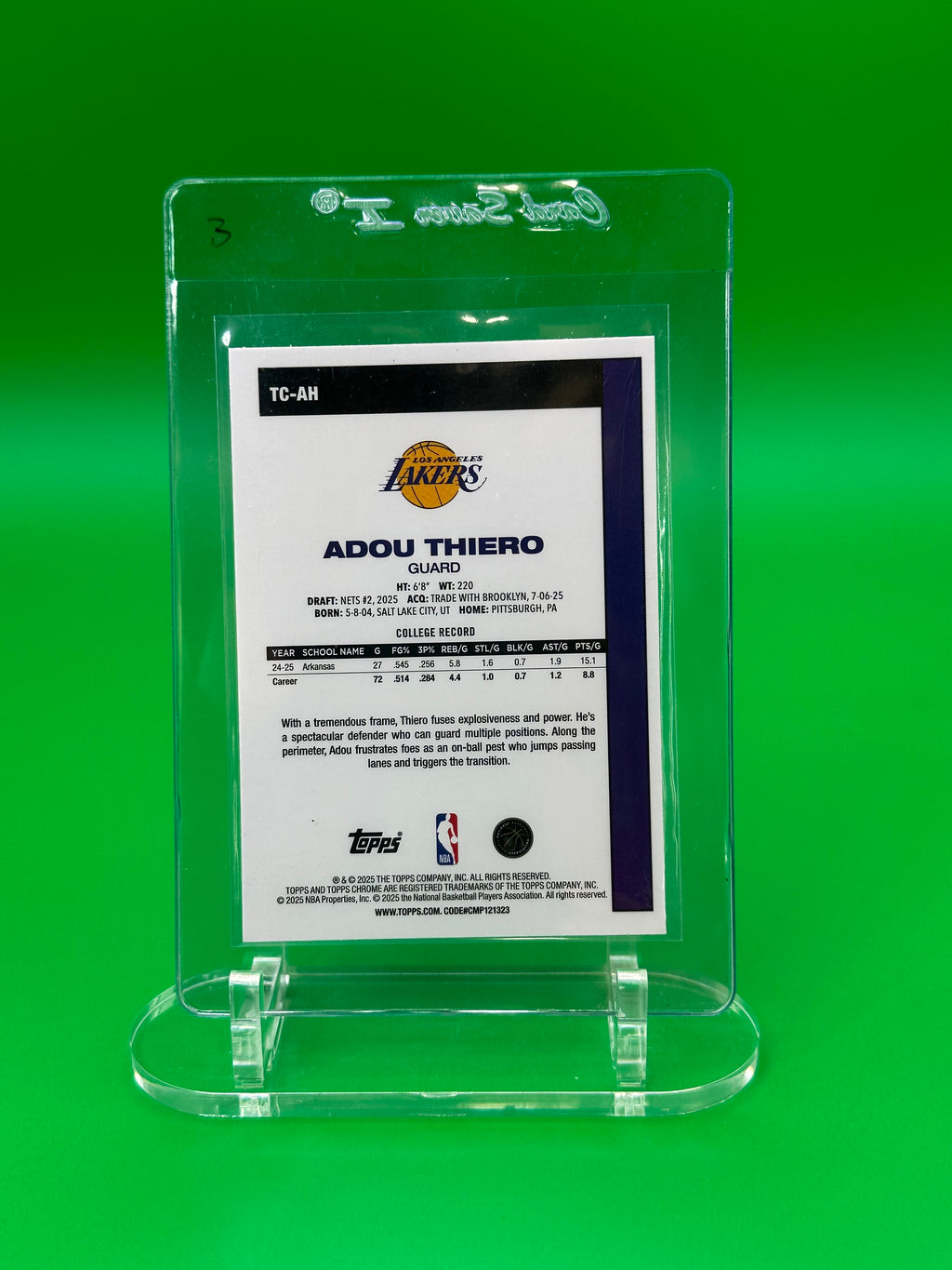 2025 Topps Chrome Adou Thiero Mojo Refractor Rookie RC Los Angeles Lakers