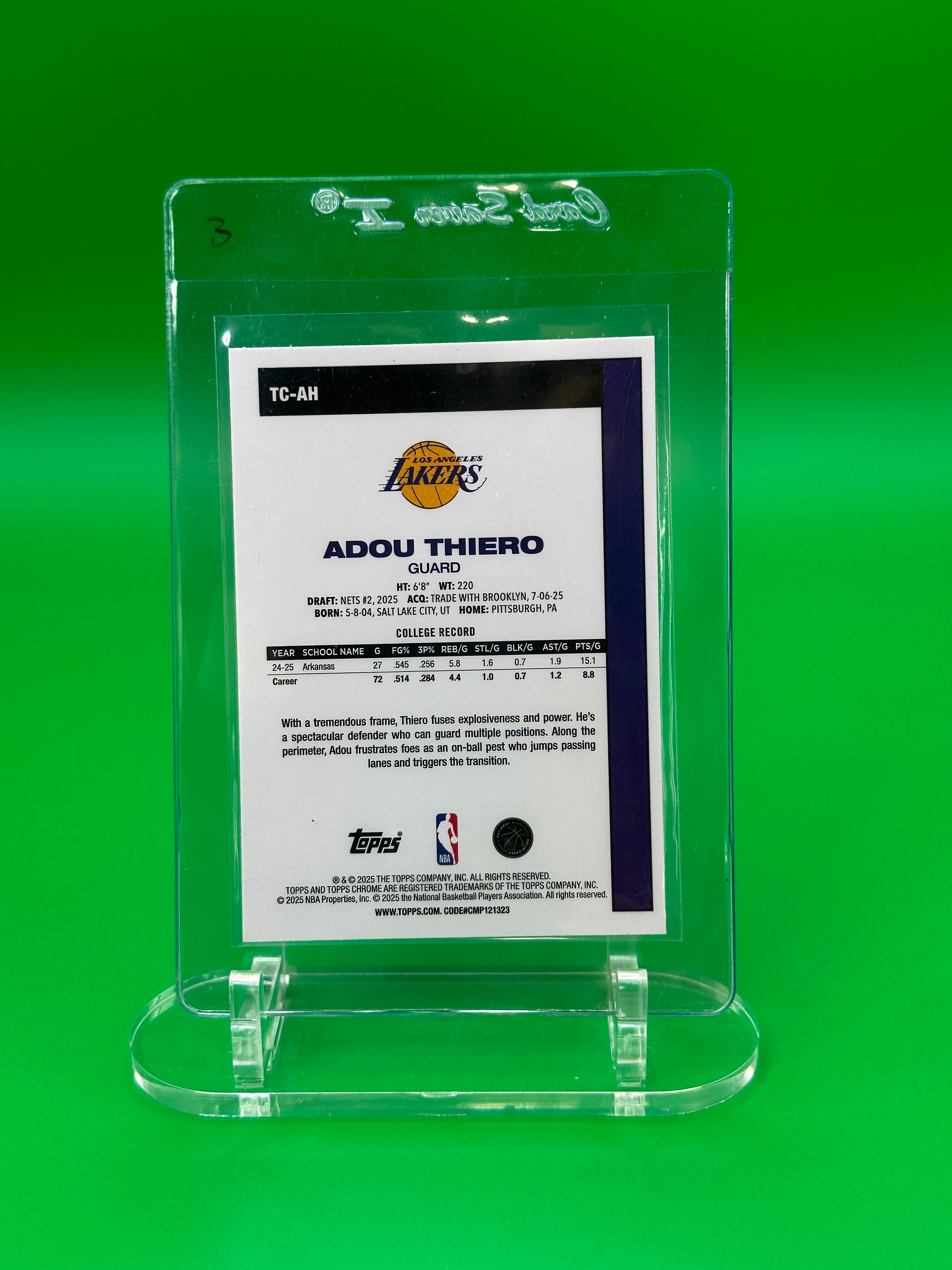 2025 Topps Chrome Adou Thiero Mojo Refractor Rookie RC Los Angeles Lakers
