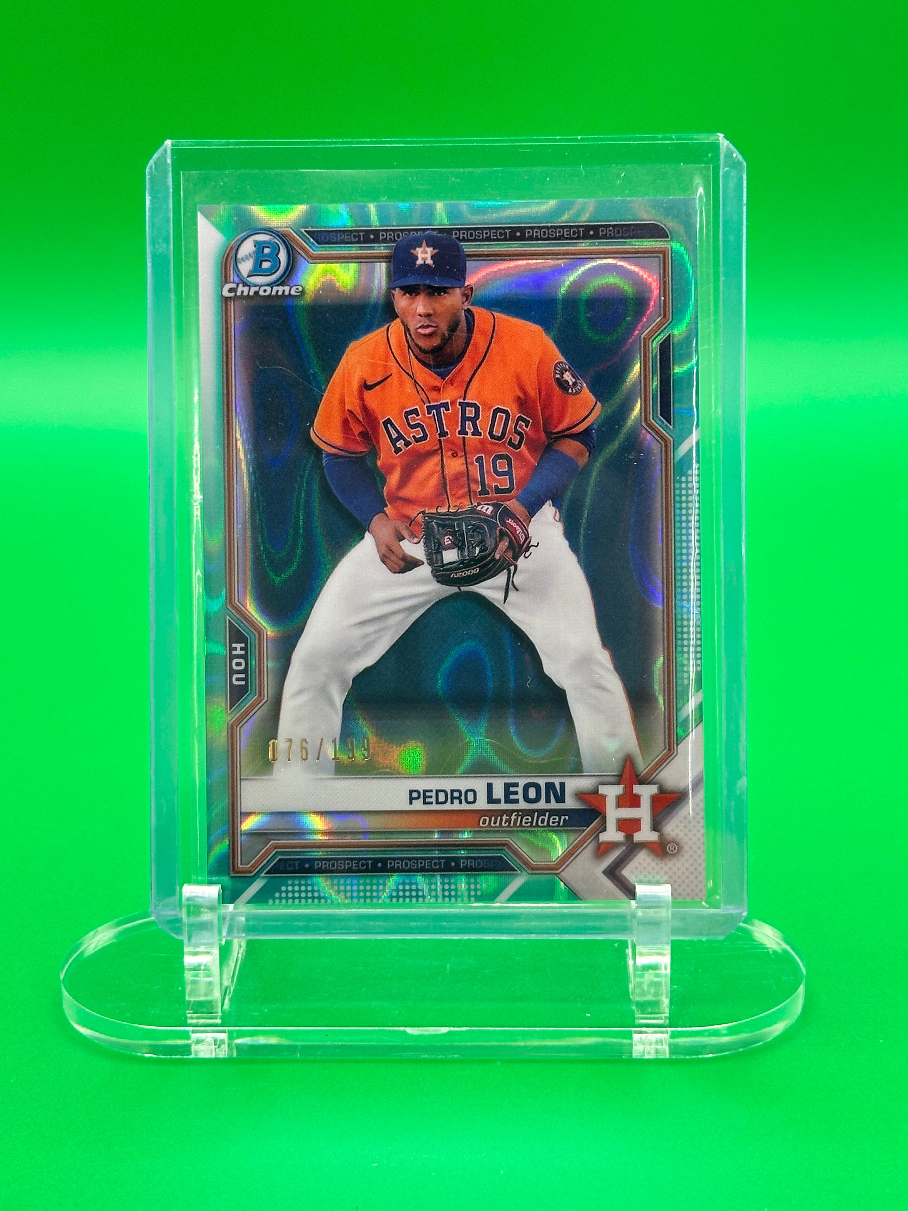 Pedro Leon 2021 Bowman Chrome Aqua Lava Refractor #76/199 Baseball Card