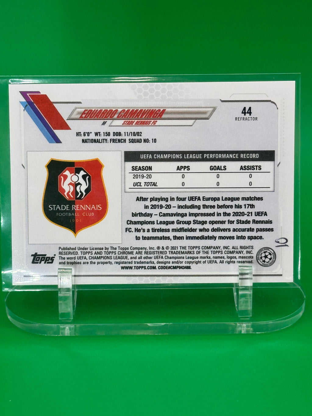 2021 Topps Chrome Eduardo Camavinga Rookie Refractor UEFA Champions League