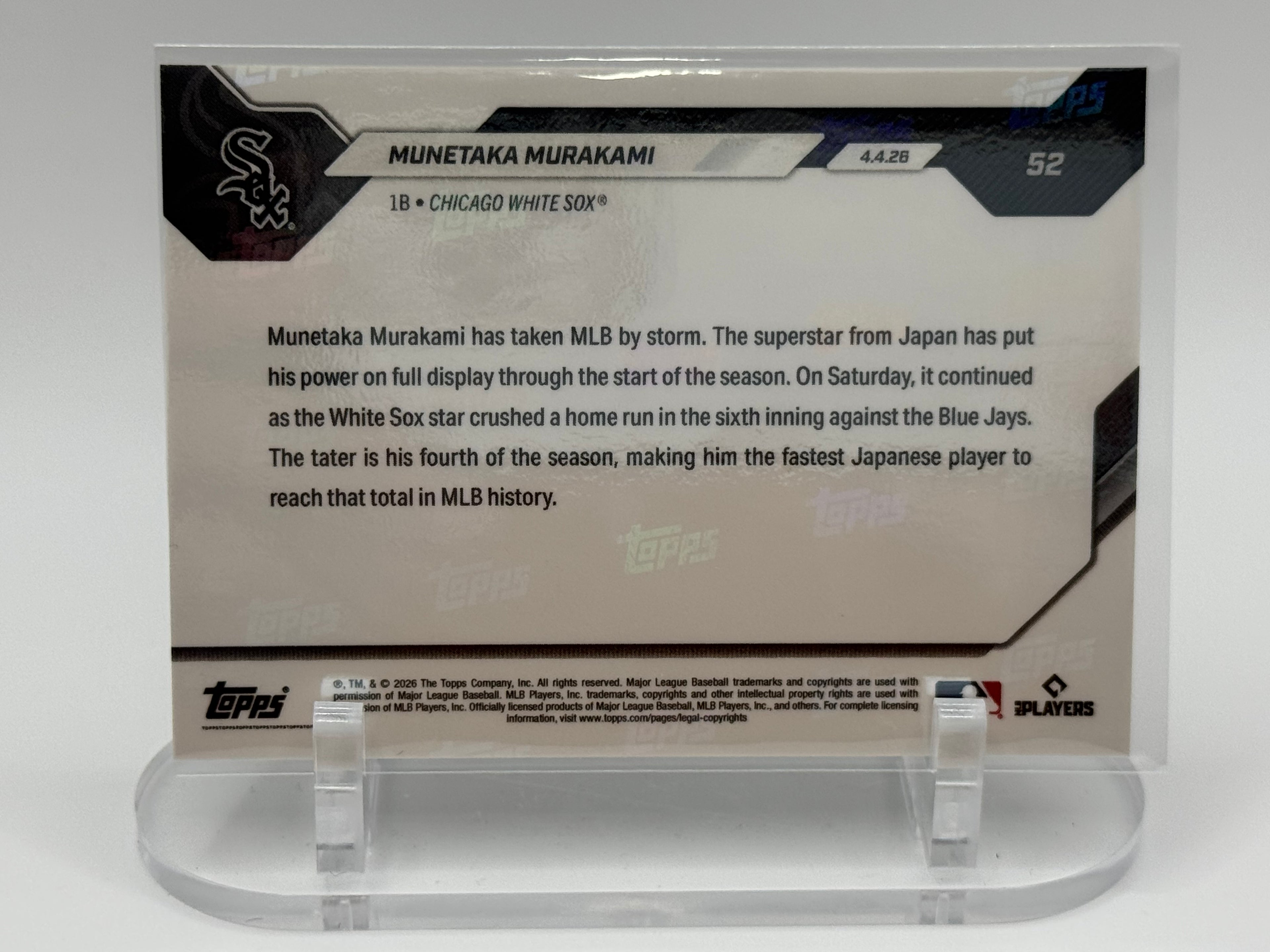 2026 Topps NOW Munetaka Murakami RC🔥White Sox Possible ROY #52