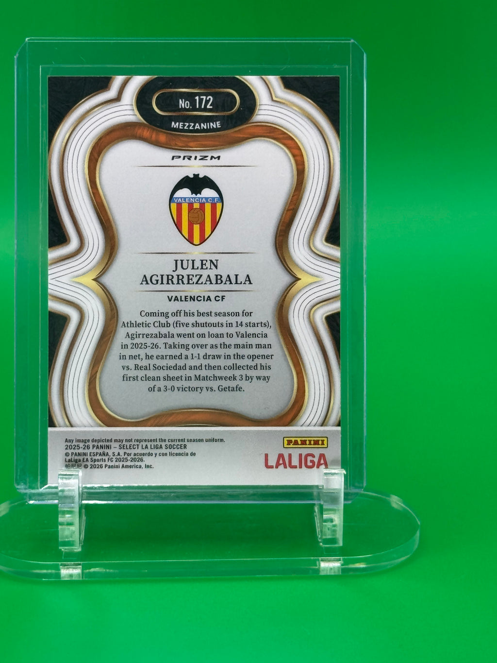 2025-26 Panini Select La Liga White Sparkle Limited Release JULEN AGIRREZABALA Mezzanine Valencia CF EA Sports FC