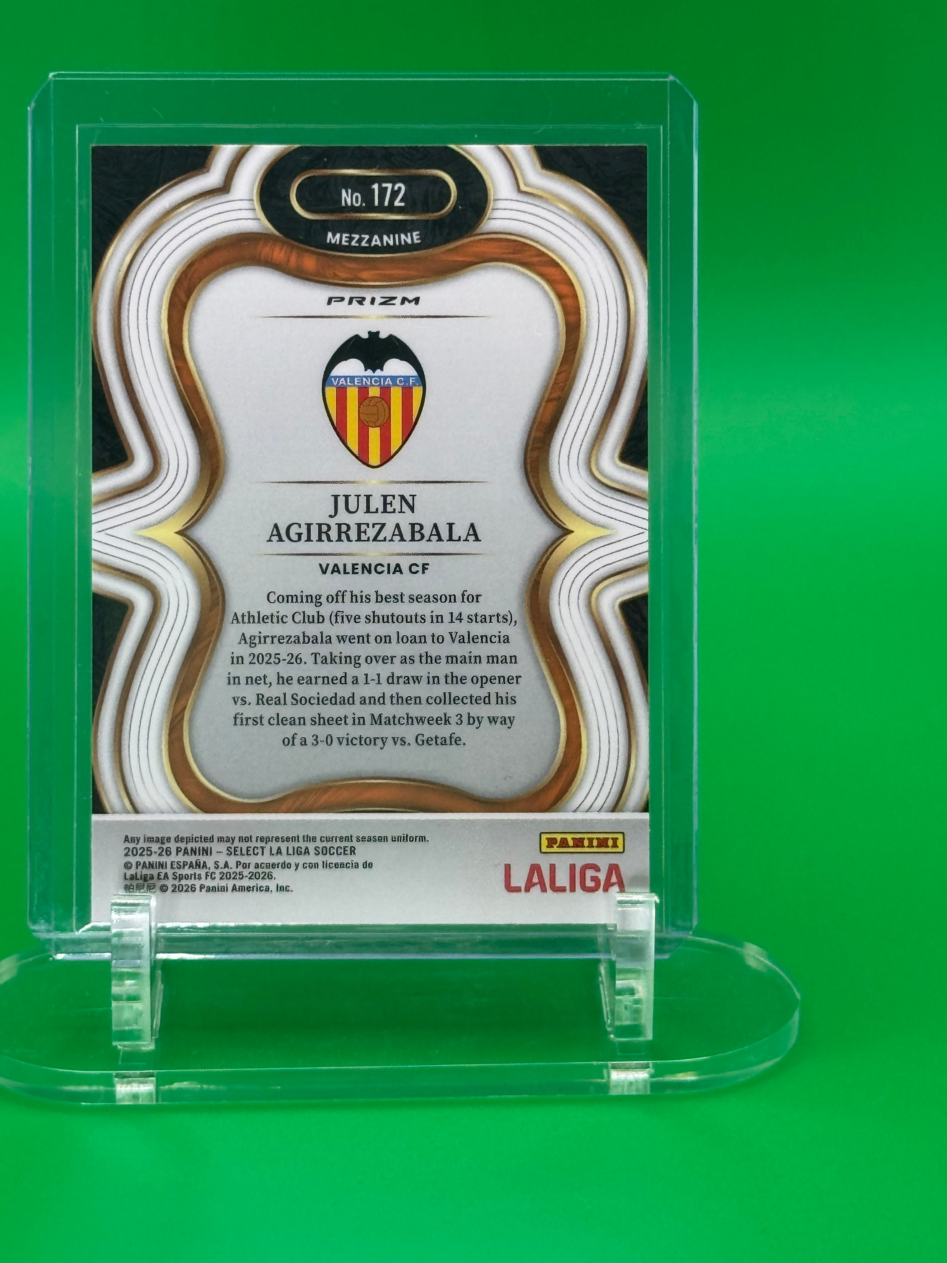 2025-26 Panini Select La Liga White Sparkle Limited Release JULEN AGIRREZABALA Mezzanine Valencia CF EA Sports FC