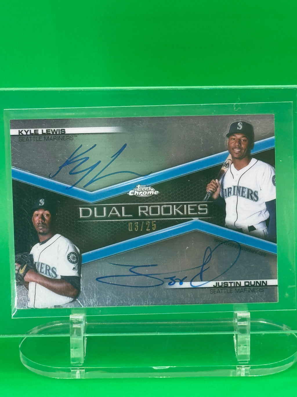 2020 Topps Chrome Dual Rookies Kyle Lewis Justin Dunn Dual Auto #3/25 Seattle Mariners
