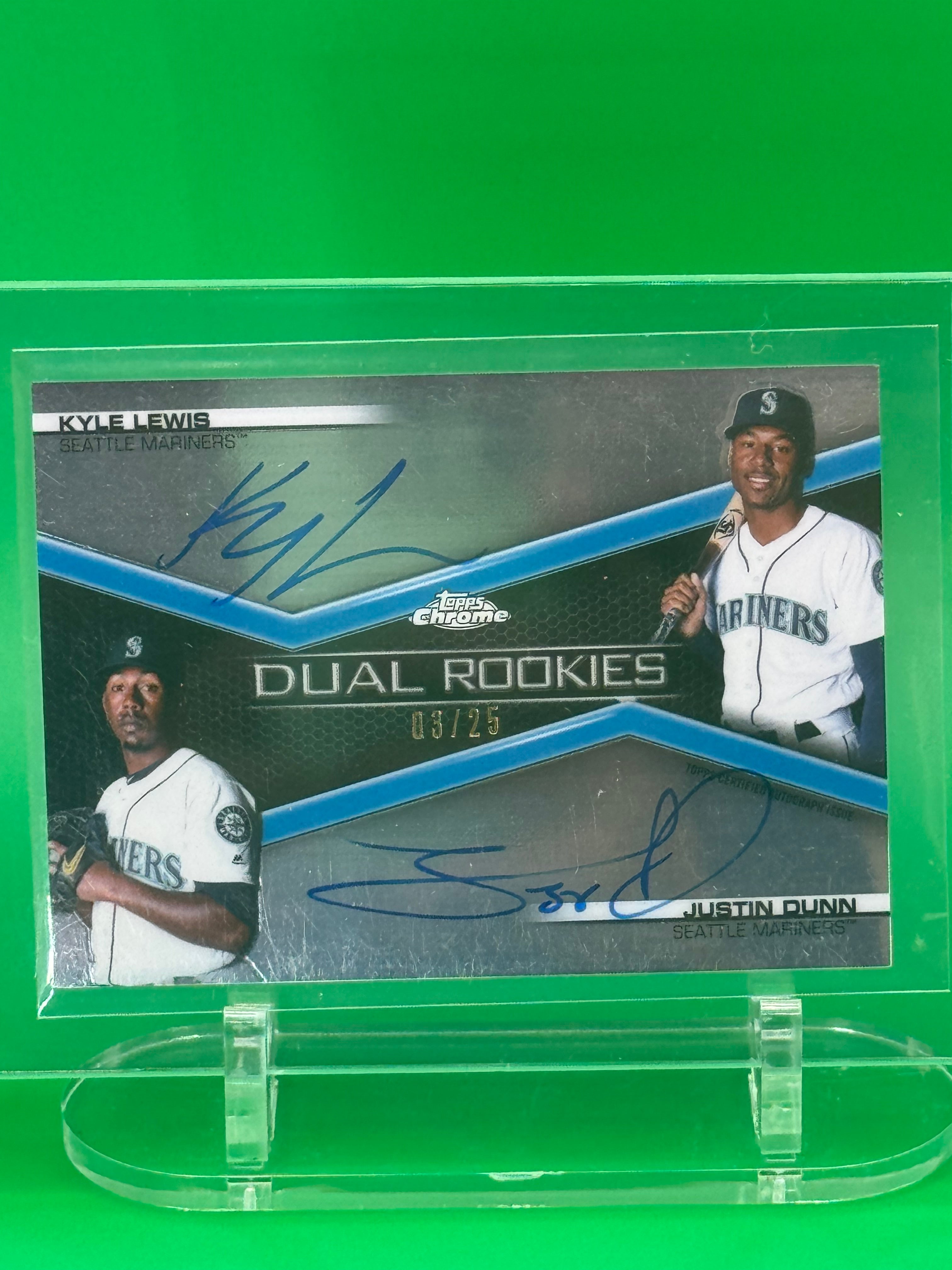 2020 Topps Chrome Dual Rookies Kyle Lewis Justin Dunn Dual Auto #3/25 Seattle Mariners