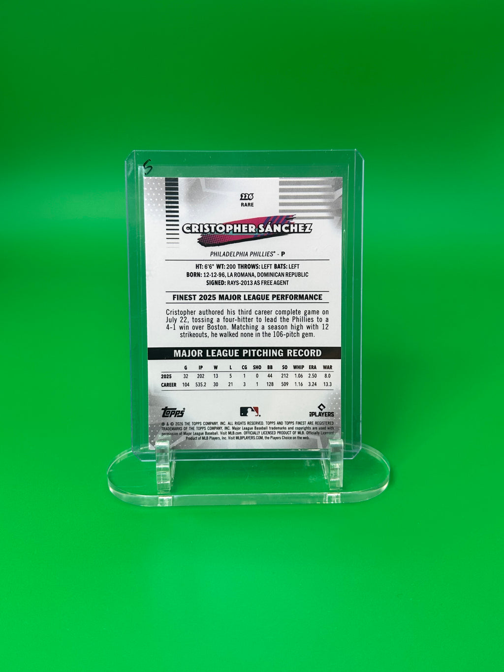 2026 Topps Finest Christopher Sanchez Rare X-Fractor