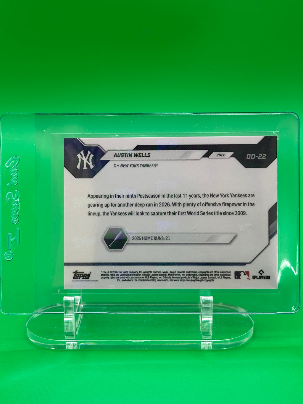 Austin Wells 2026 Topps Now Road To Opening Day Baseball Card