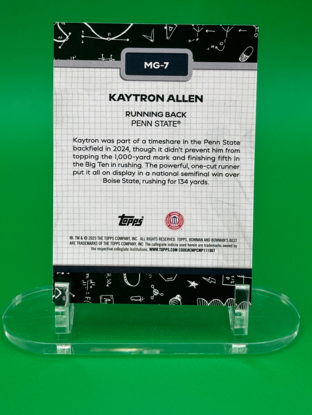 2025 Bowman Best U KAYTRON ALLEN Making The Grade Insert Penn State Football