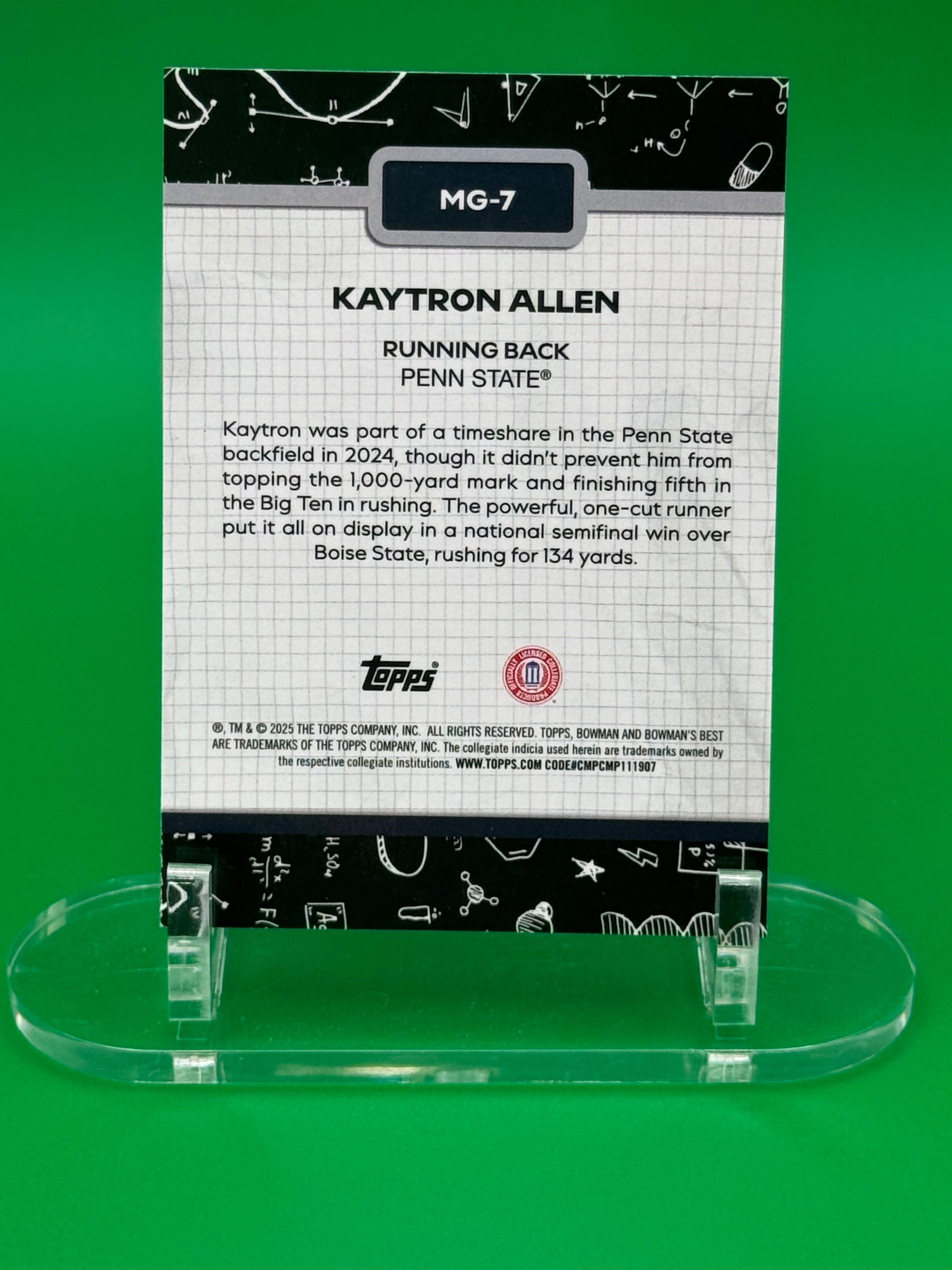 2025 Bowman Best U KAYTRON ALLEN Making The Grade Insert Penn State Football