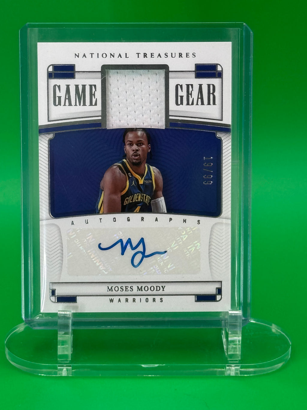 2022-23 National Treasures Moses Moody Game Gear Patch Auto /99 Golden State Warriors