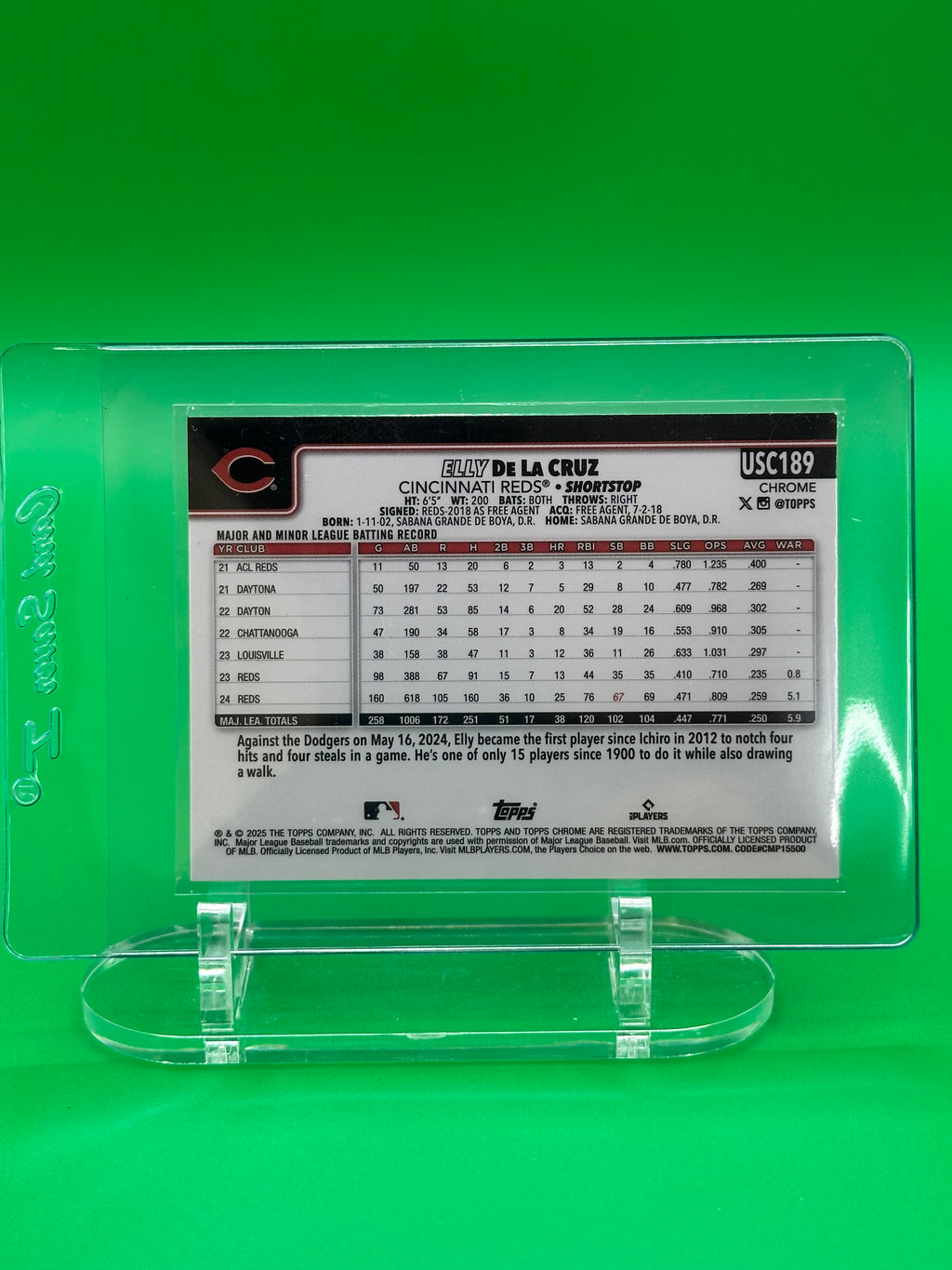 Elly De La Cruz 2025 Topps Chrome Baseball Card