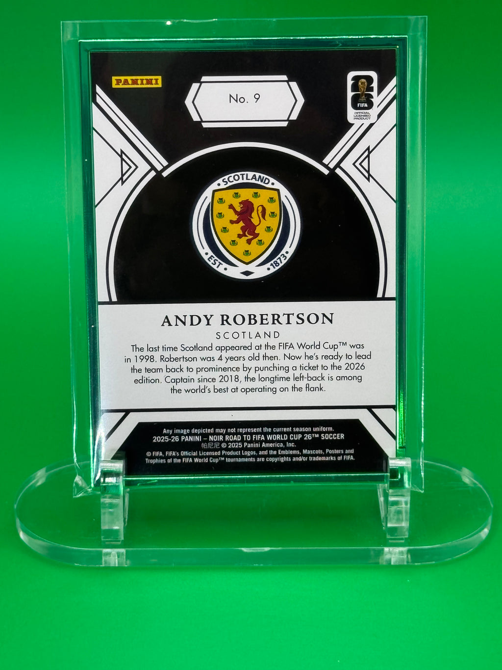 ANDY ROBERTSON 2025 PANINI NOIR GREEN PARALLEL 2/2 SCOTLAND
