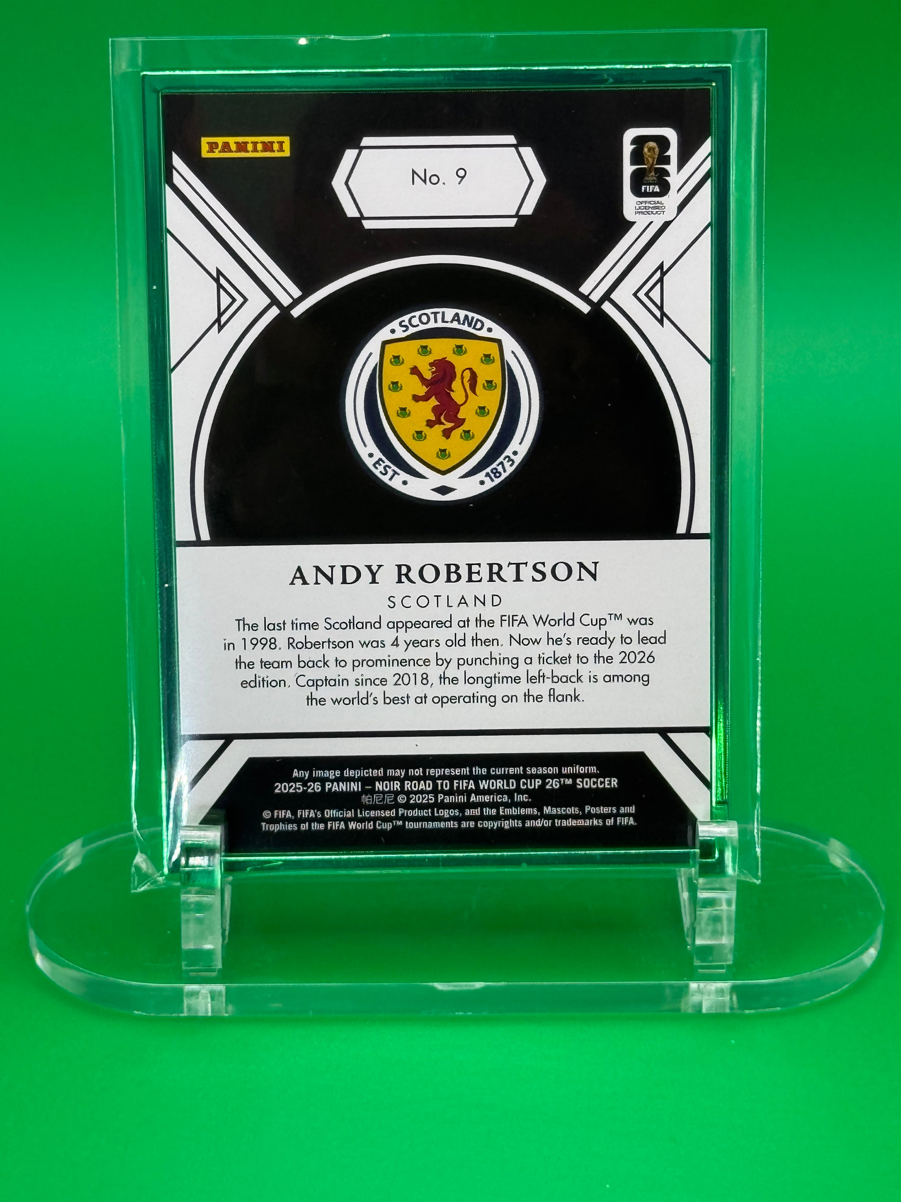 ANDY ROBERTSON 2025 PANINI NOIR GREEN PARALLEL 2/2 SCOTLAND