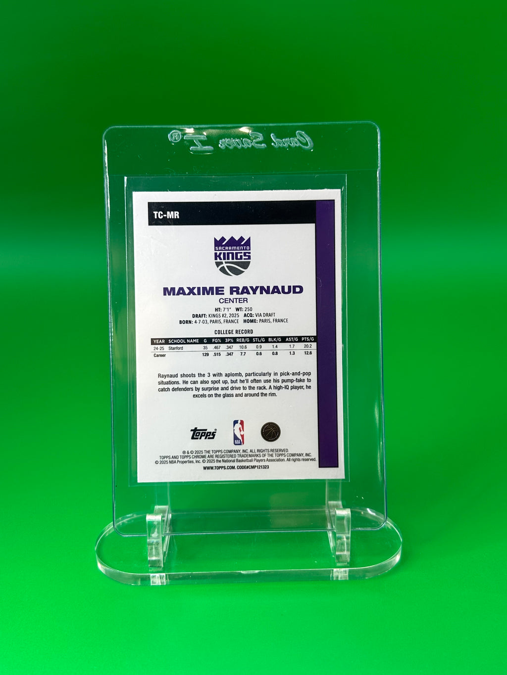 2025 Topps Chrome Maxime Raynaud 45th Anniversary Mojo Refractor Rookie RC Sacramento Kings