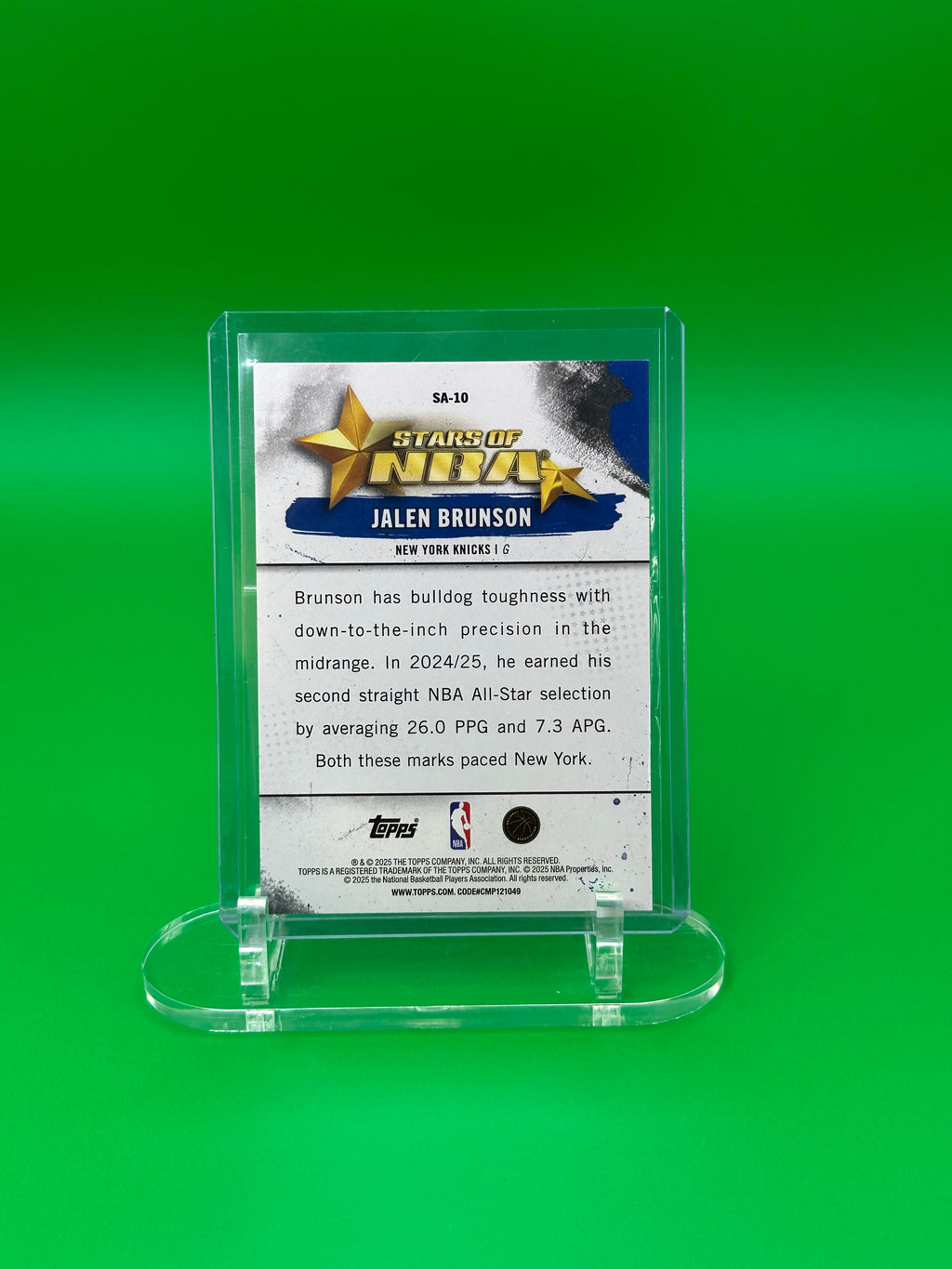 2025 Topps Jalen Brunson Gold Stars Insert New York Knicks