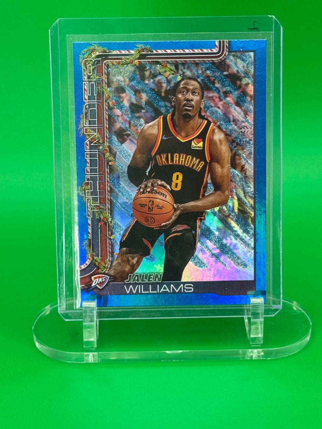 2025 Jalen Williams Topps Thunder Blue Holiday Parallel OKC Thunder NBA Card