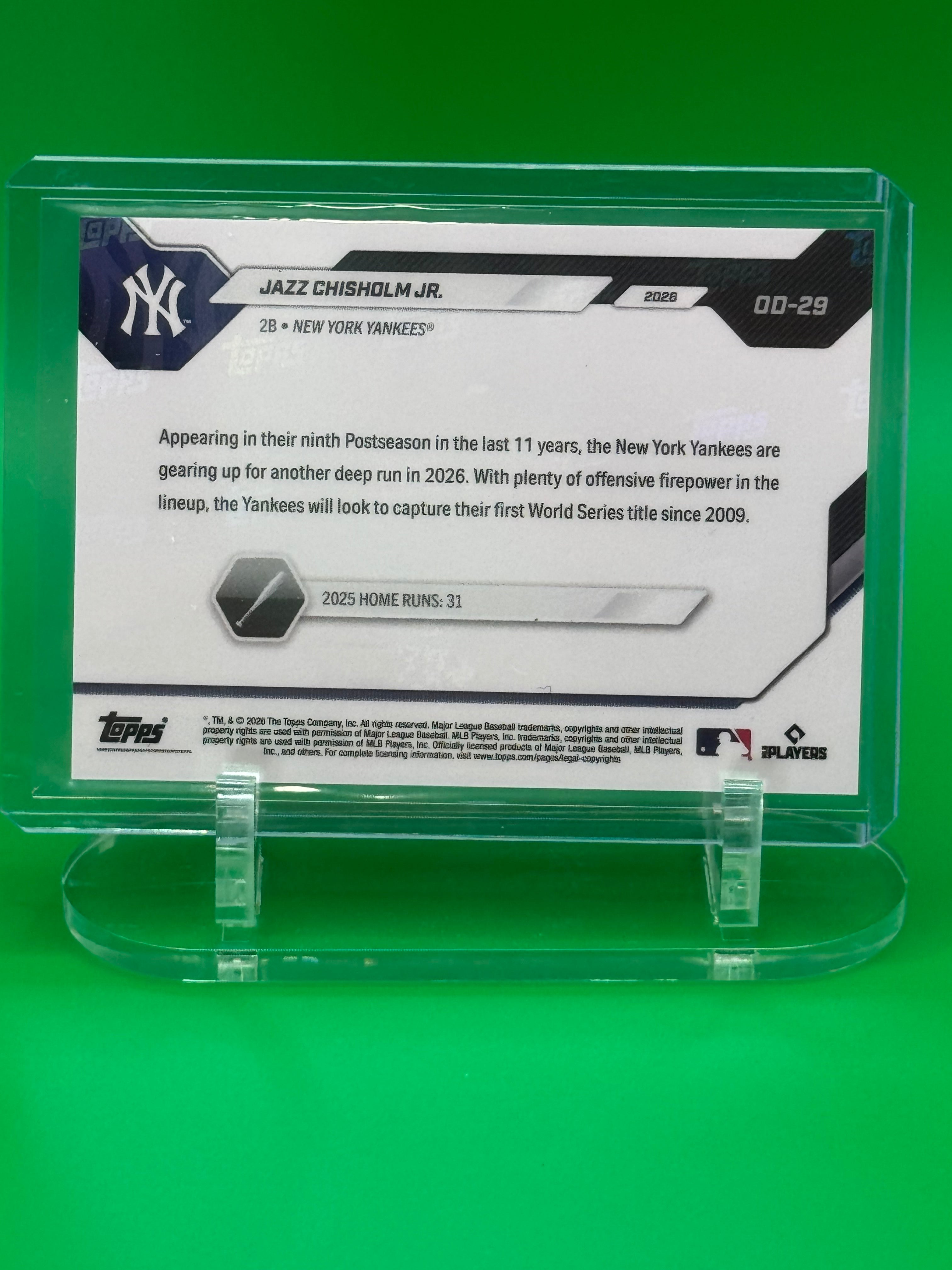 2026 Topps NOW Road to Opening Day #28 Jazz Chisholm Jr. /150 – New York Yankees Limited Parallel