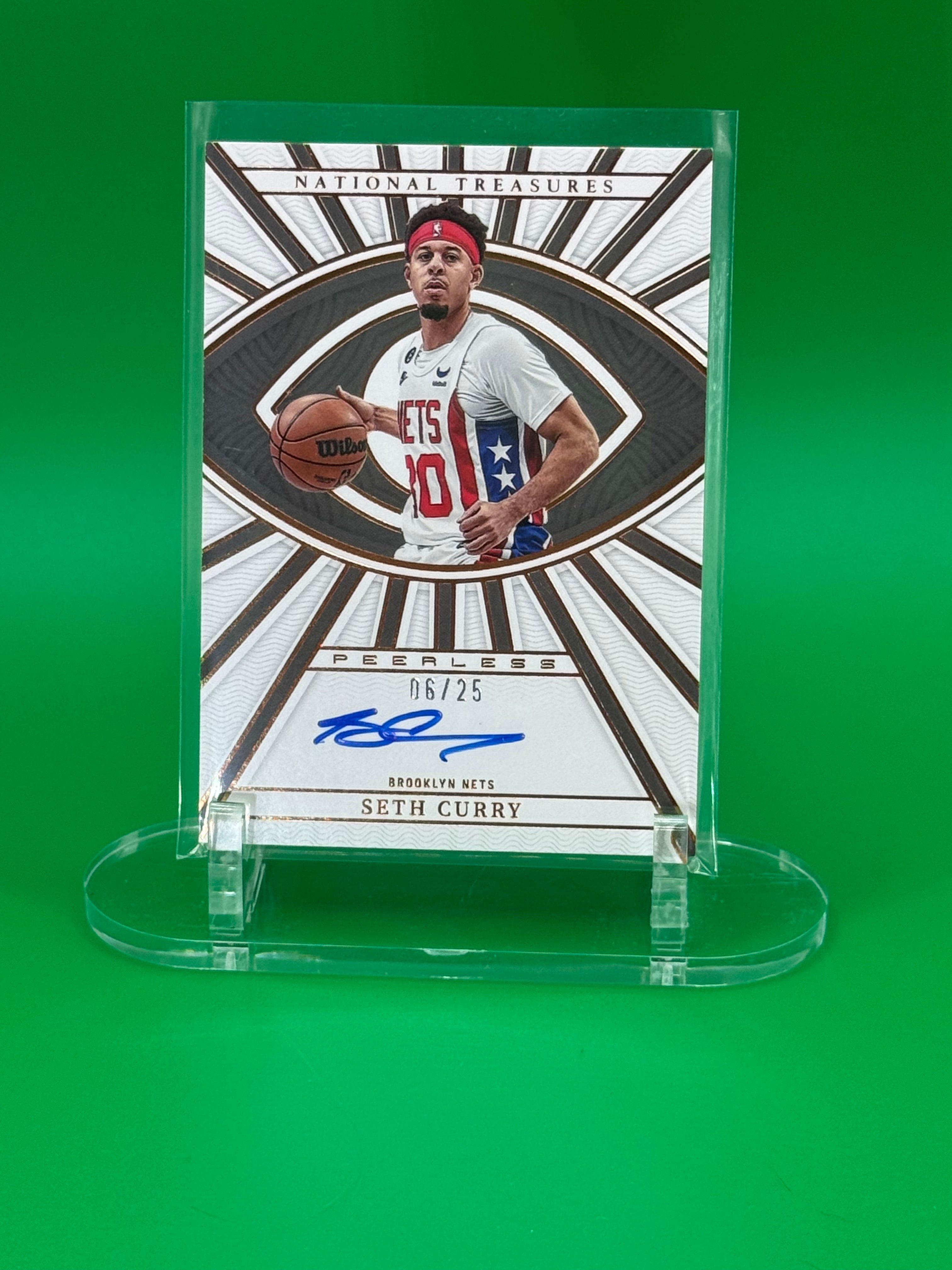 2022-23 Panini National Treasures Seth Curry Peerless Auto 06/25 Brooklyn Nets