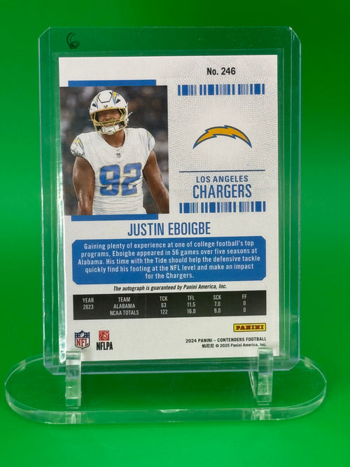 2024 Panini Contenders Justin Eboigbe Rookie Ticket Auto RC Los Angeles Chargers