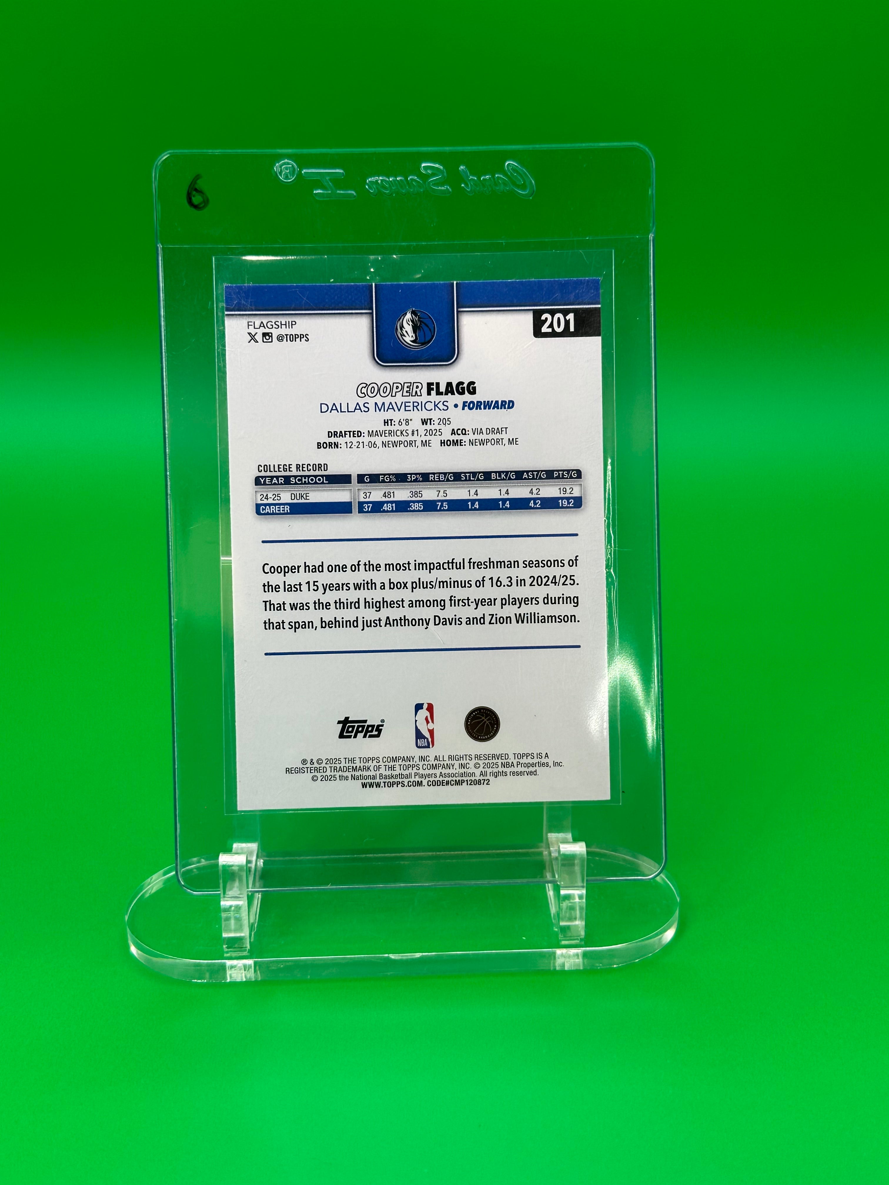 2025 Topps Cooper Flagg Rookie RC Dallas Mavericks