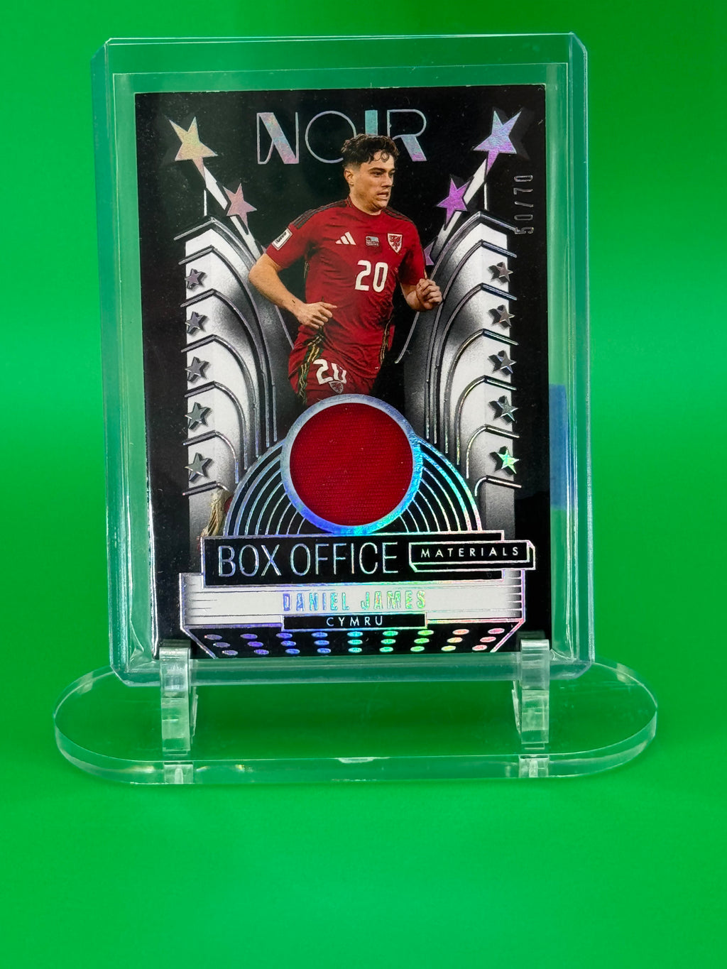 DANIEL JAMES 2025 PANINI NOIR ROAD TO FIFA WORLD CUP BOX OFFICE MATERIALS PATCH 50/70 WALES