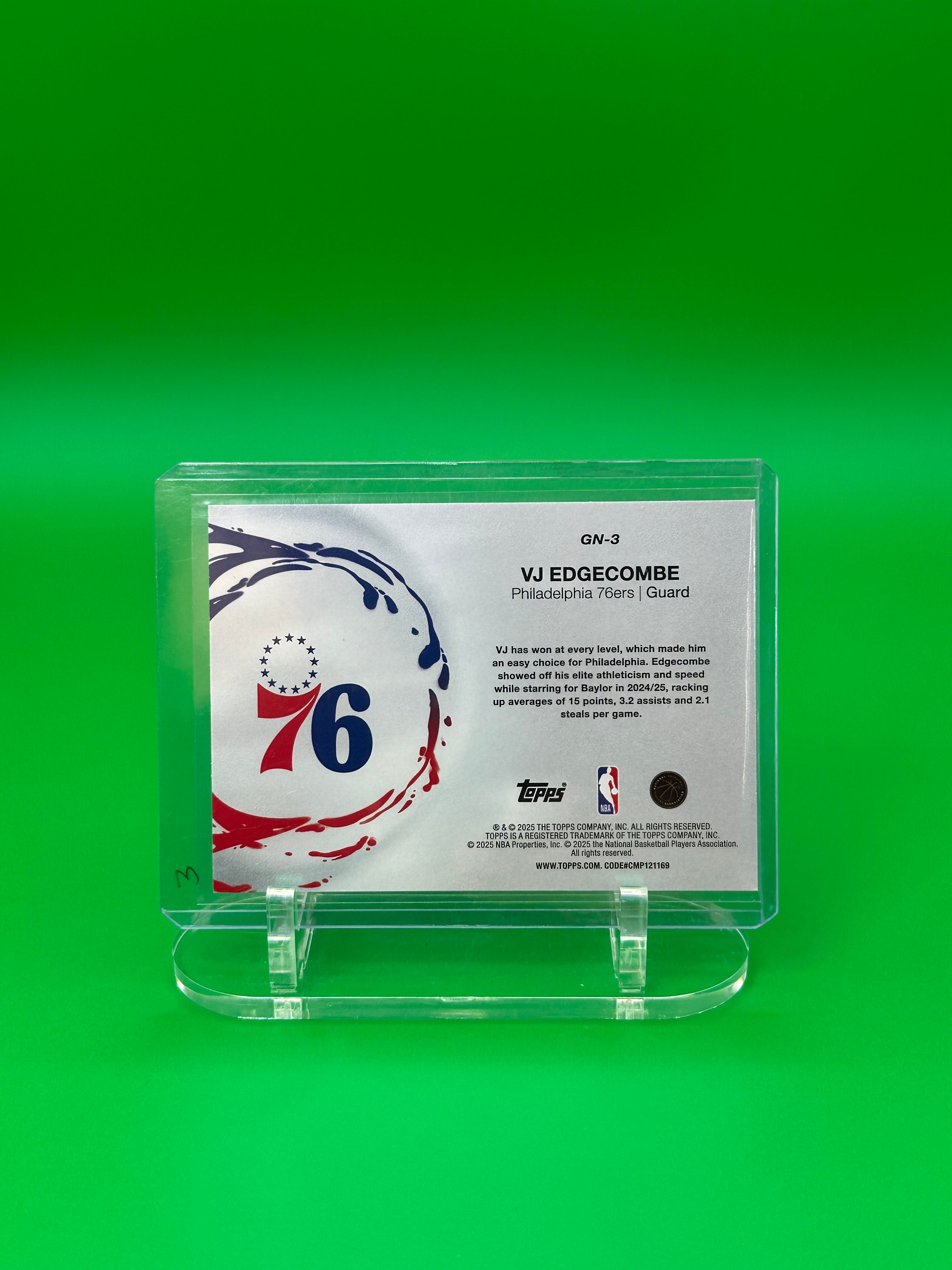 2025 Topps VJ Edgecombe Generation Now Rookie RC Philadelphia 76ers
