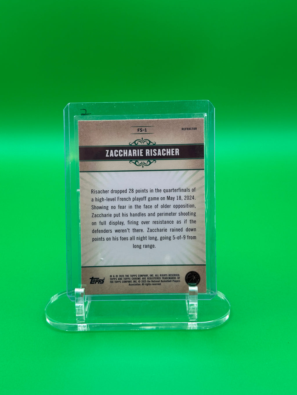 2025 Topps Chrome Zaccharie Risacher Premium Roast Fresh Start Insert Rookie RC Atlanta Hawks