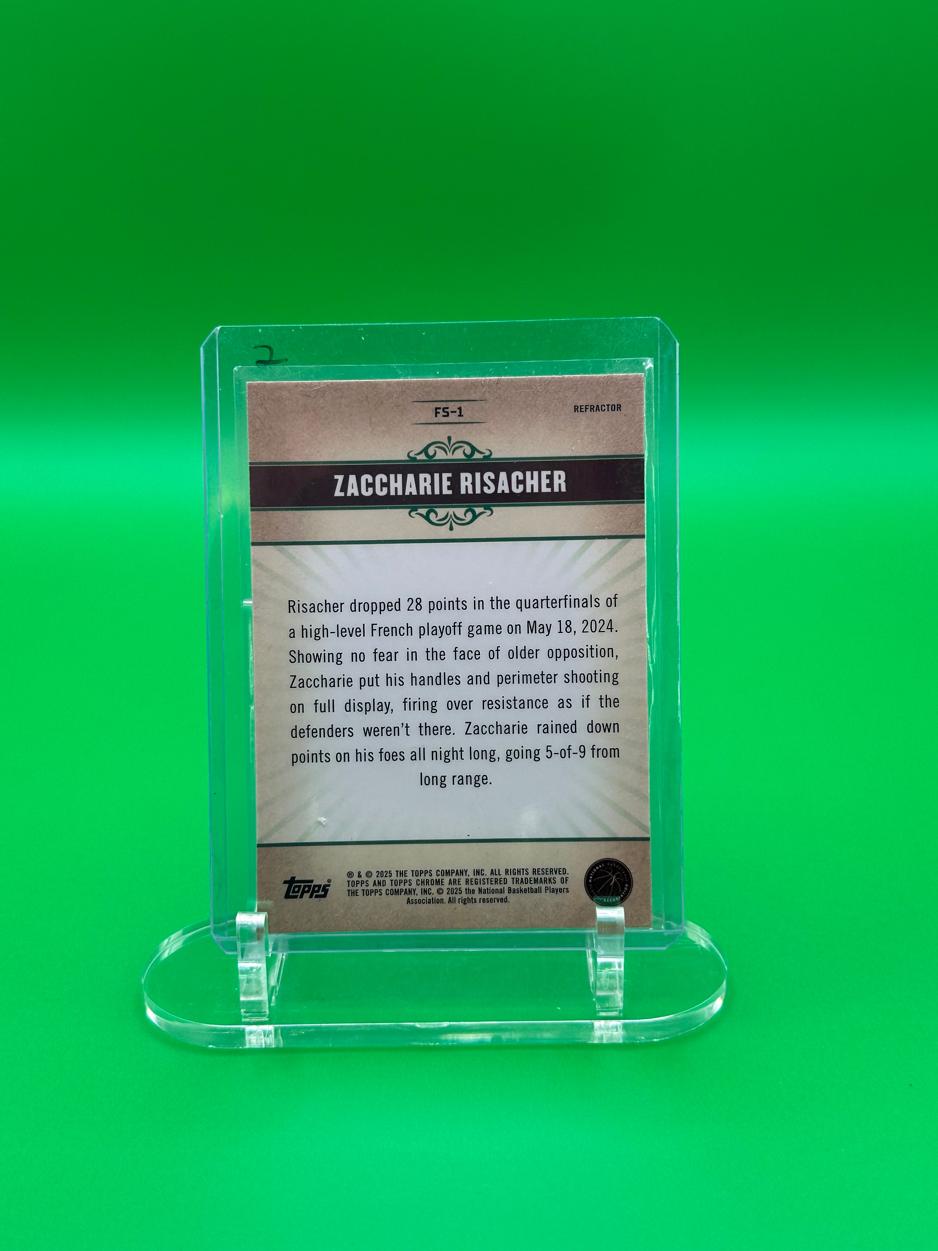 2025 Topps Chrome Zaccharie Risacher Premium Roast Fresh Start Insert Rookie RC Atlanta Hawks