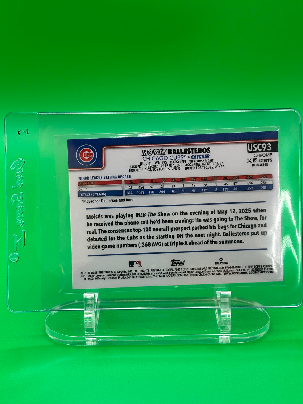 Moises Ballesteros 2025 Topps Chrome Rookie Refractor Baseball Card
