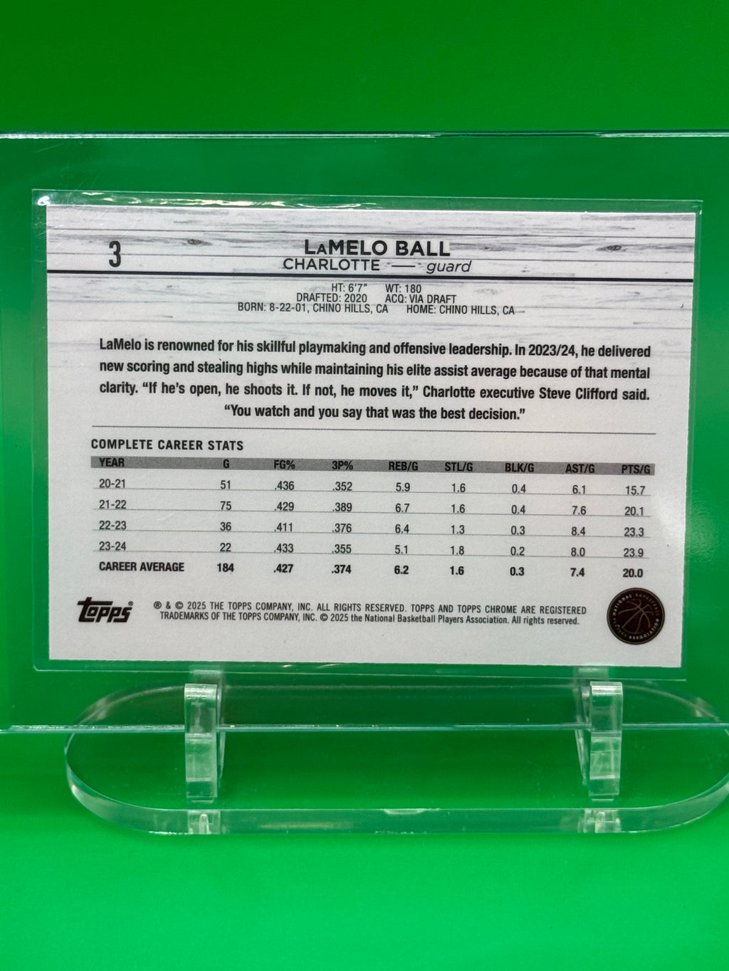 2025 Topps Chrome LaMelo Ball Charlotte Hornets Refractor Insert NBA Card