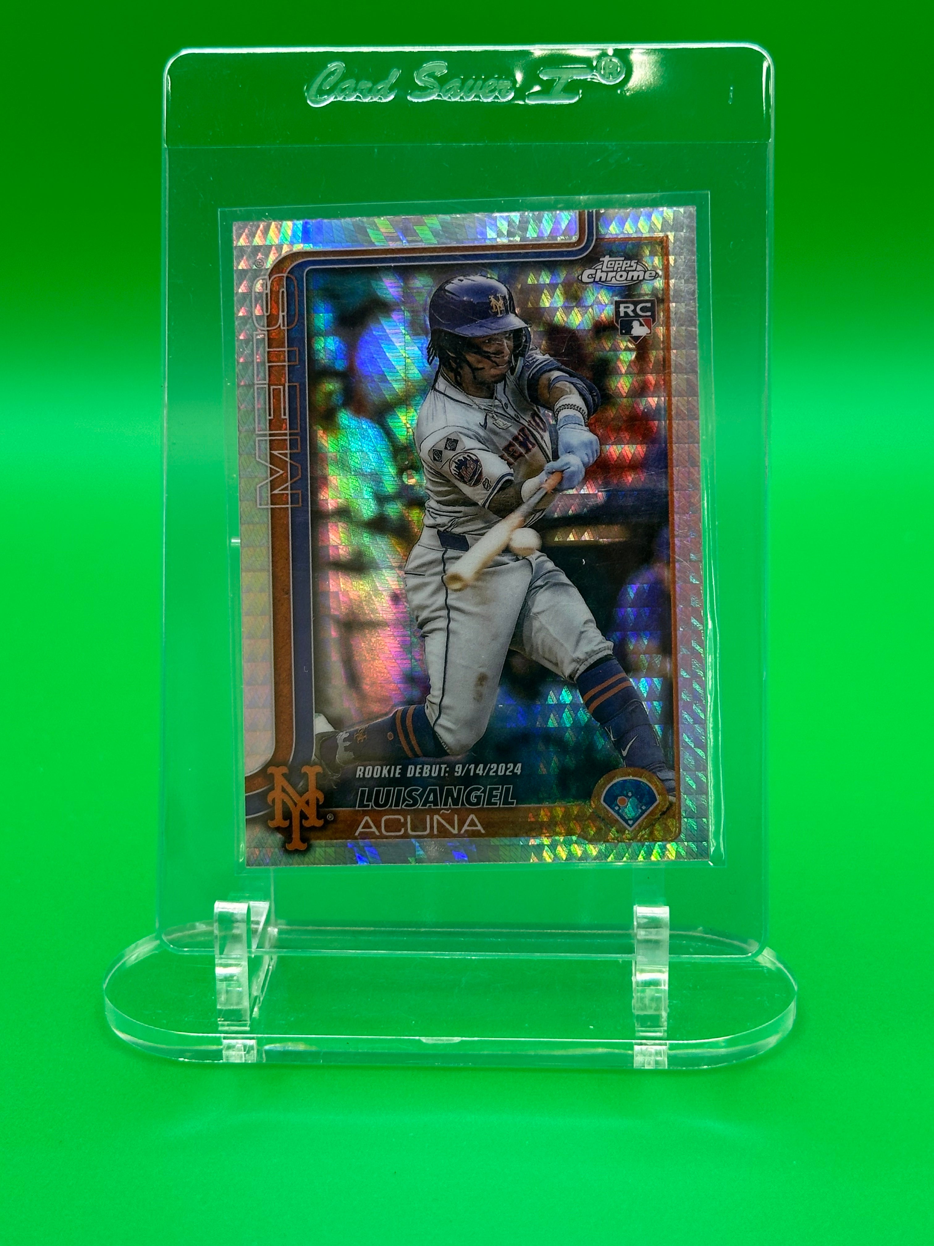 Luisangel Acuna 2025 Topps Chrome Prism Refractor Rookie Baseball Card
