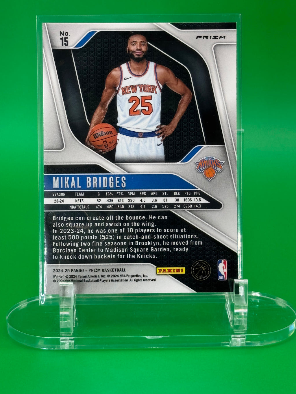 2025 Panini Prizm Mikal Bridges Red White Blue Prizm New York Knicks