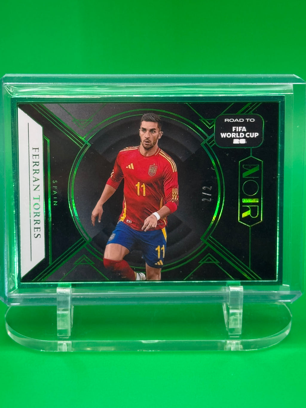 FERRAN TORRES 2025 PANINI NOIR GREEN PARALLEL 2/2 SPAIN