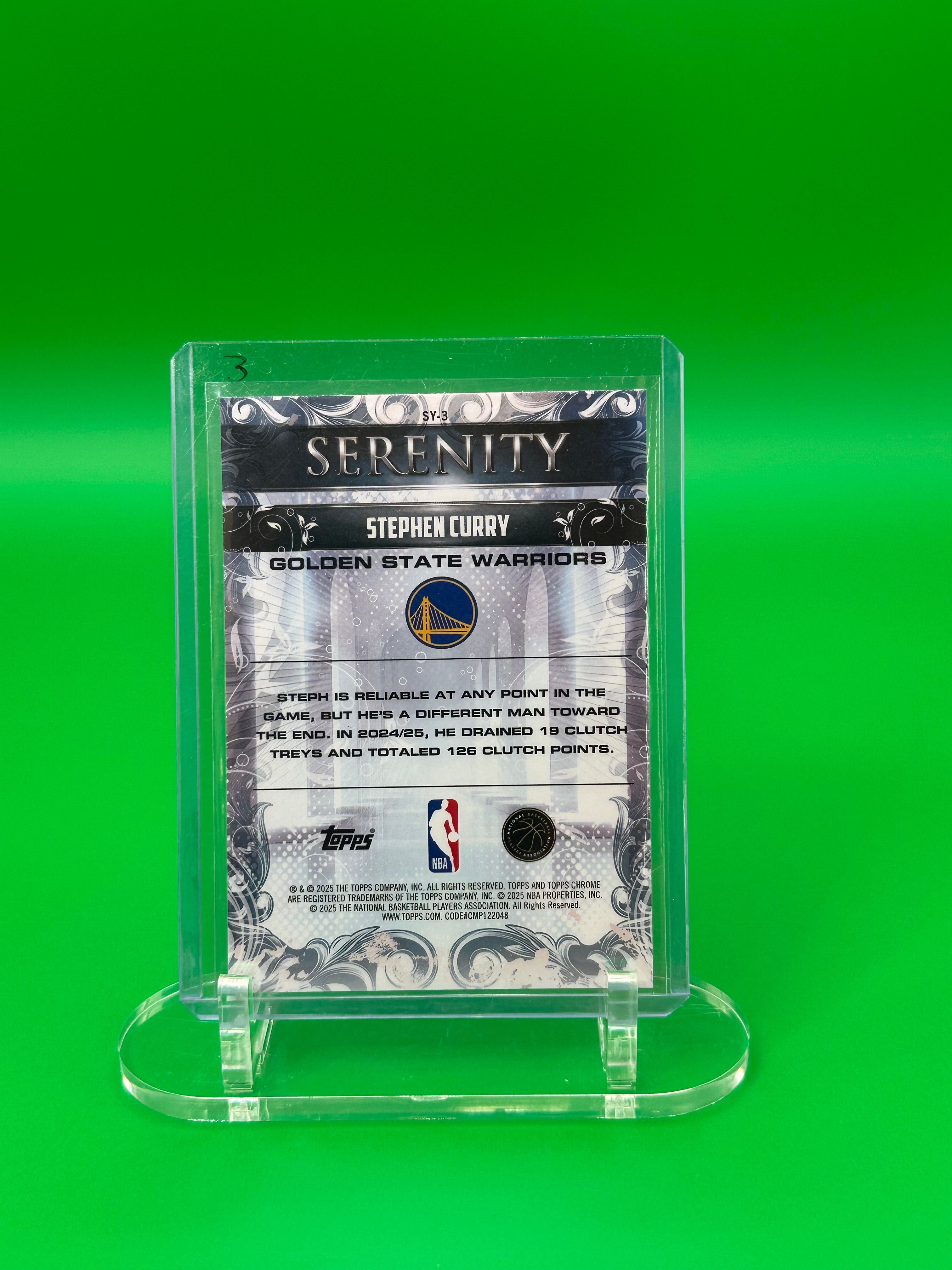 2025 Topps Chrome Stephen Curry Serenity Insert Golden State Warriors