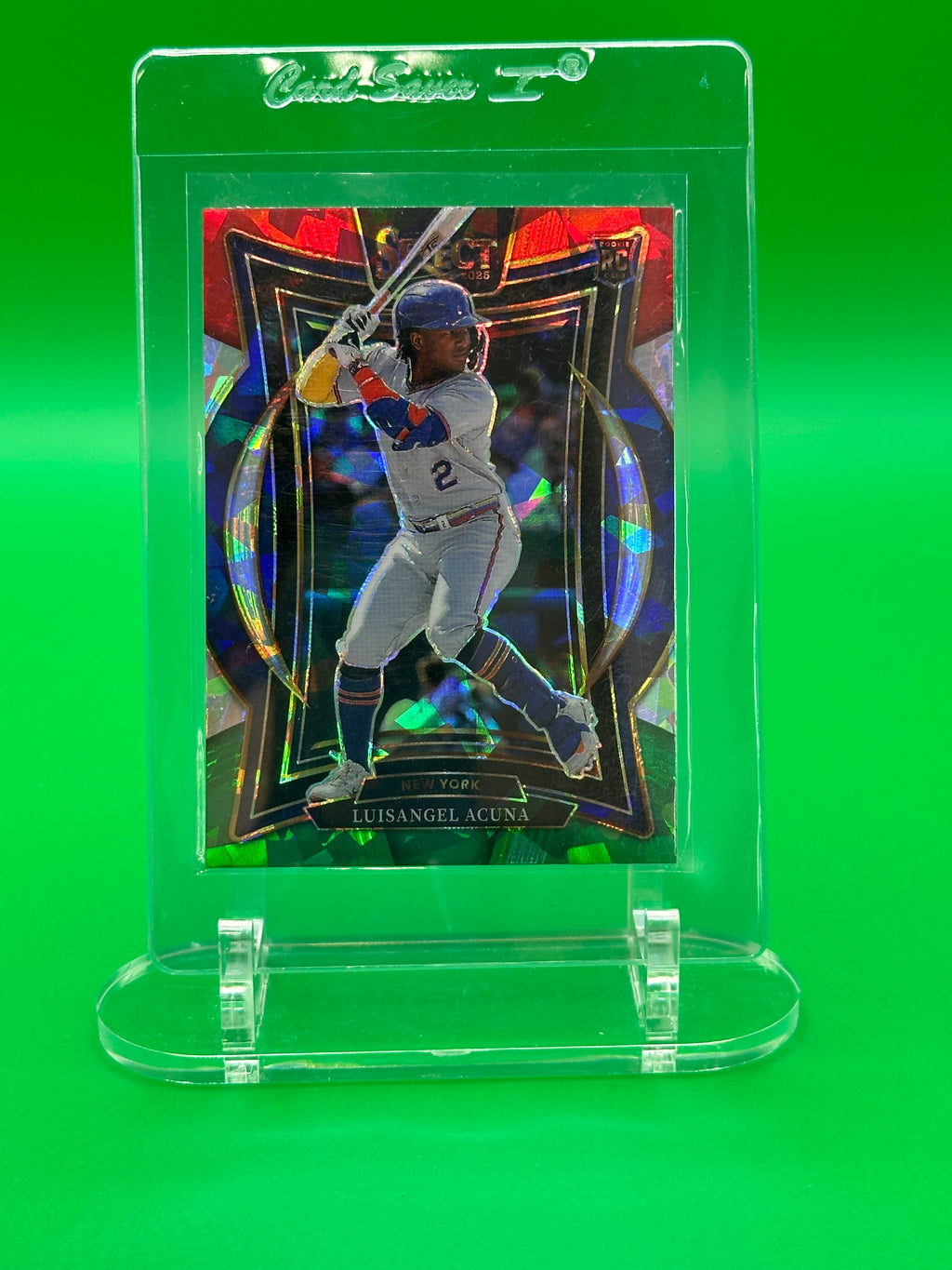Luisangel Acuna 2025 Panini Select Concourse Red White Green Cracked Ice Prizm Rookie RC Baseball Card