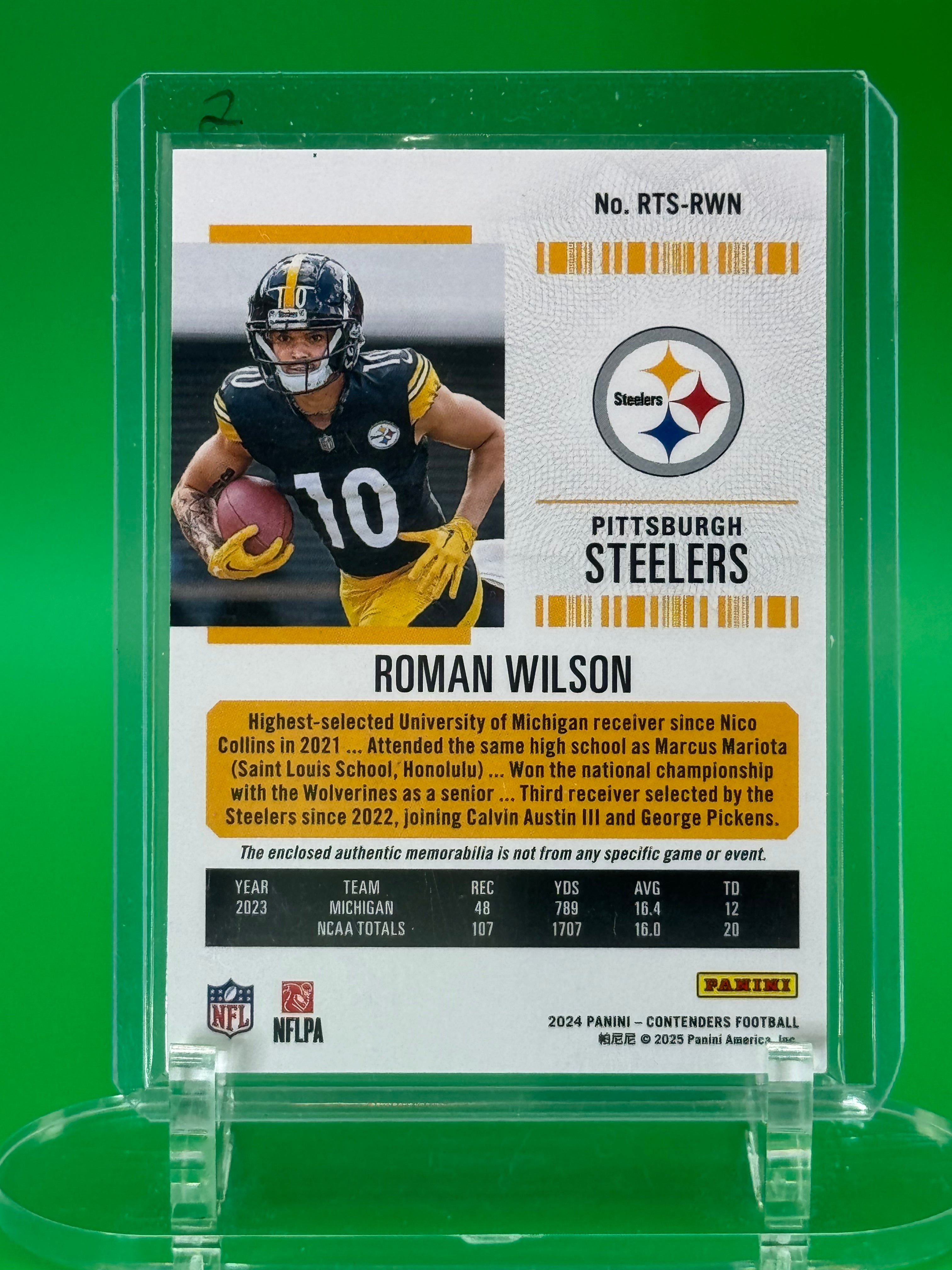 2024 Panini Contenders Rookie Ticket Roman Wilson Rookie Patch Pittsburgh Steelers