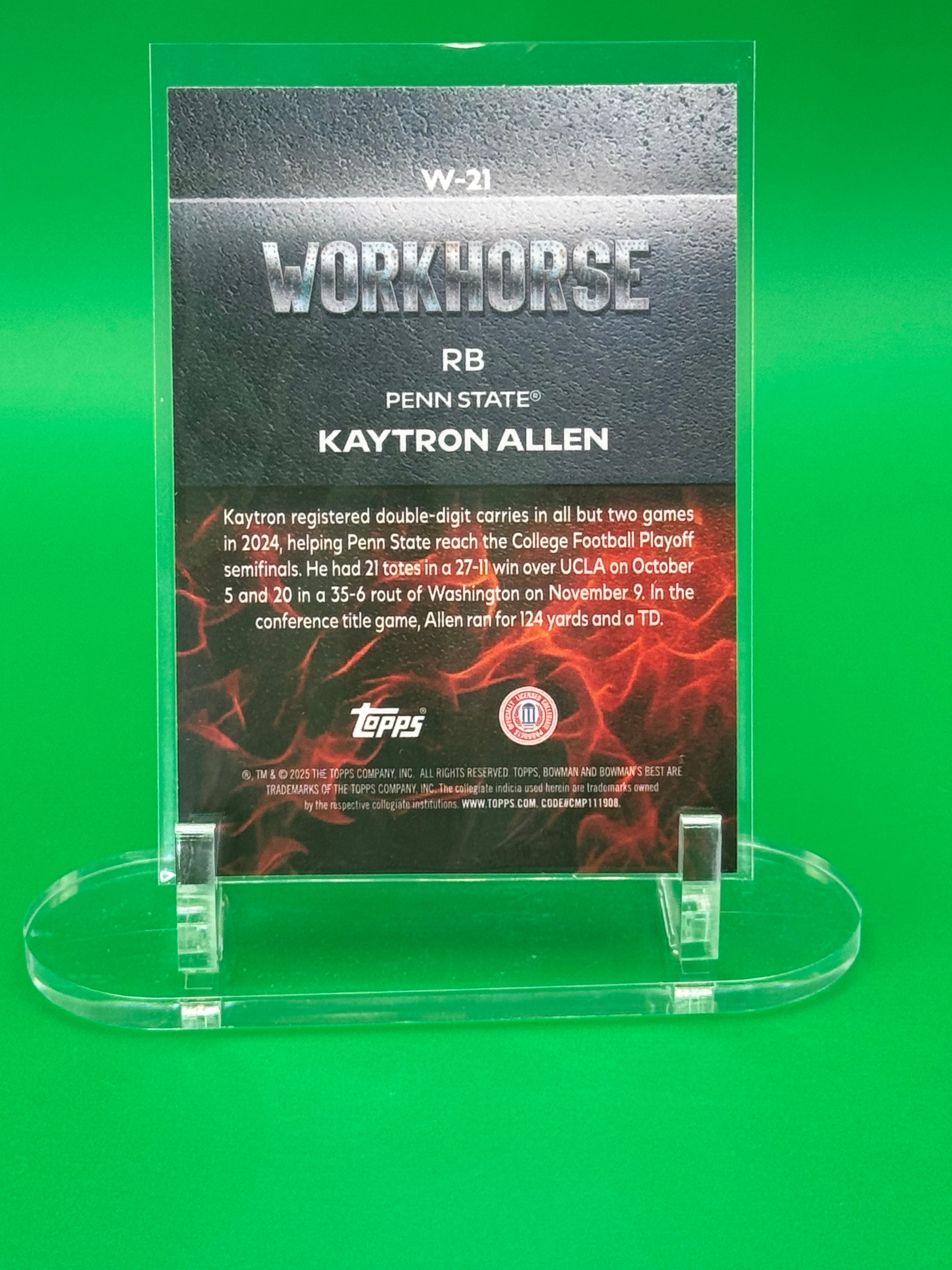 2025 Bowman Best U KAYTRON ALLEN Horse Insert Refractor Penn State RC