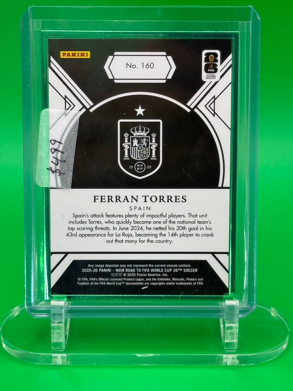 FERRAN TORRES 2025 PANINI NOIR GREEN PARALLEL 2/2 SPAIN