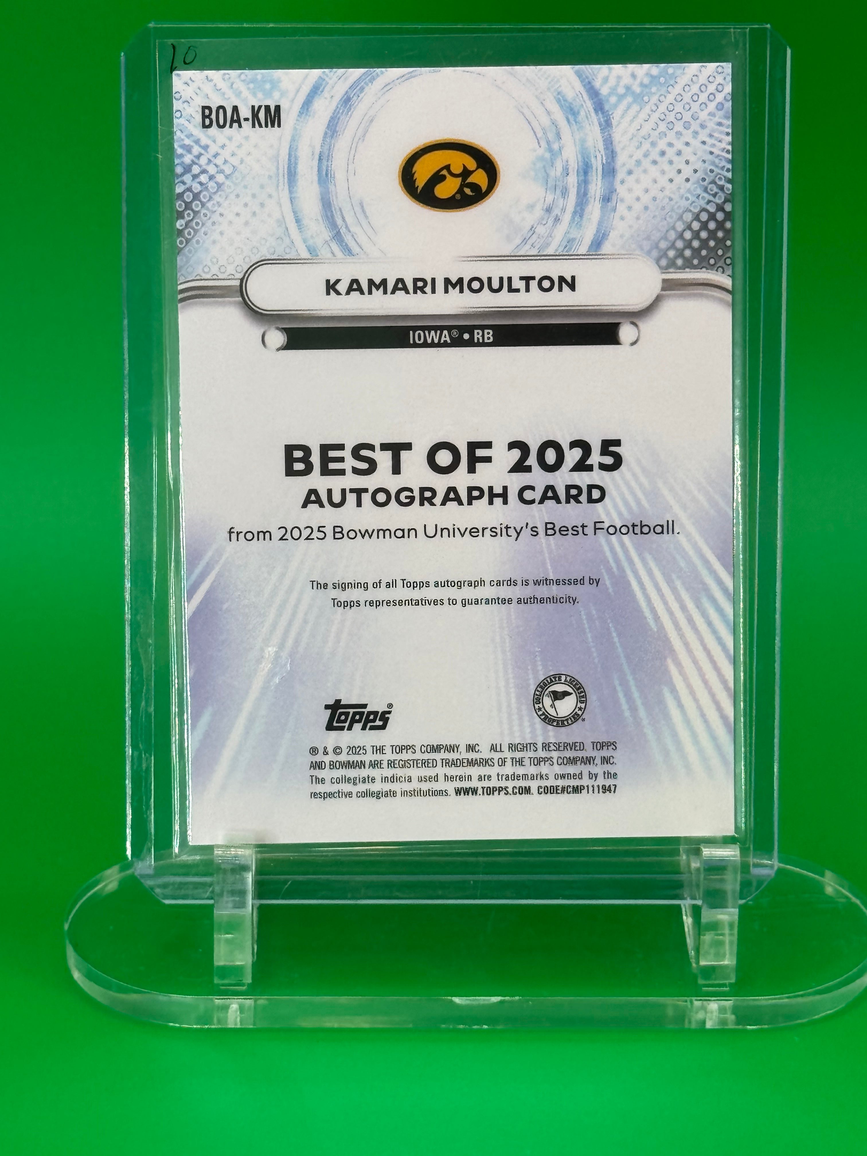 2025 Bowman Best U Kamari Moulton Auto Refractor Iowa Hawkeyes