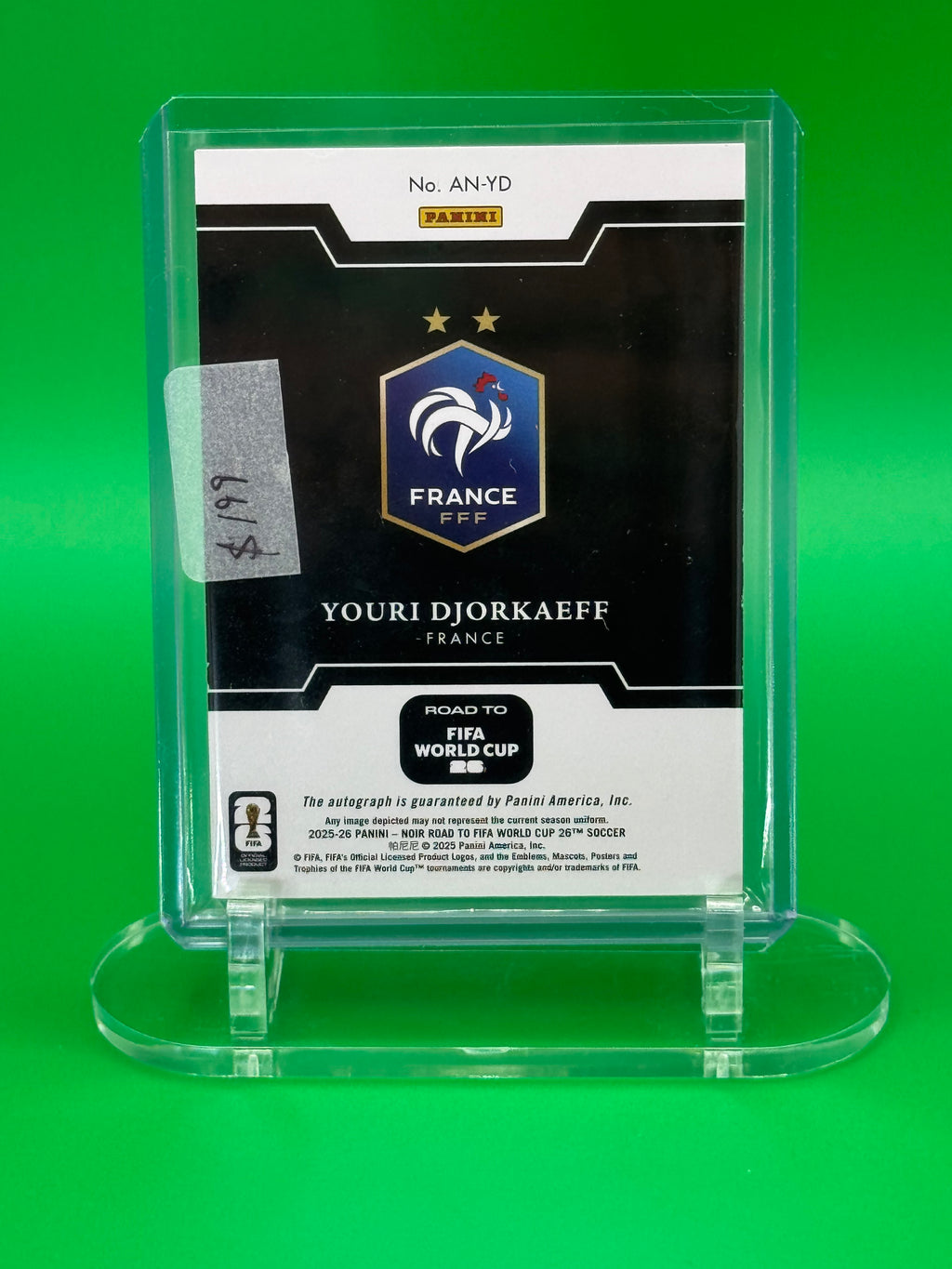 YOURI DJORKAEFF 2025 PANINI NOIR AUTOGRAPH 5/5 FRANCE