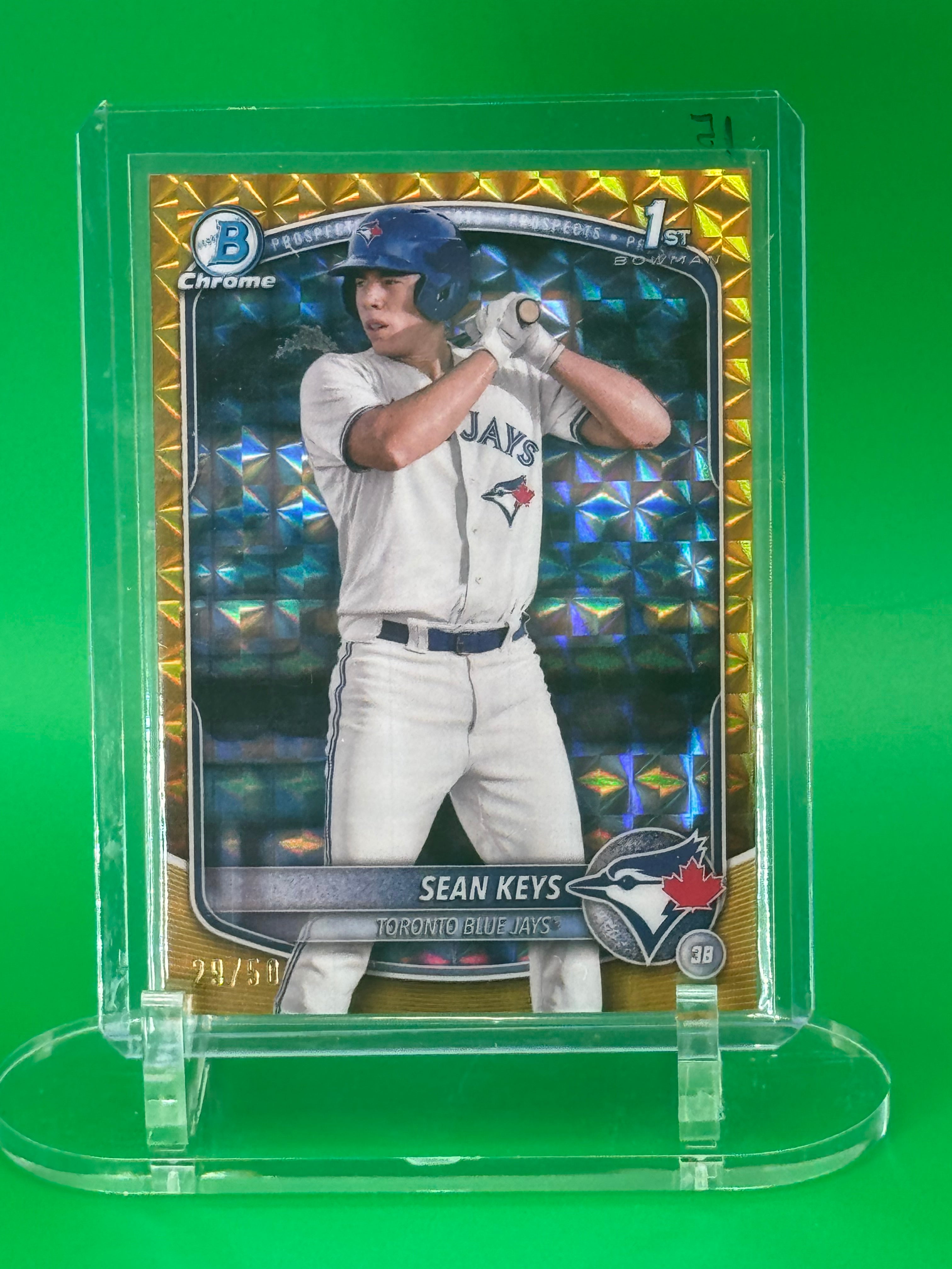 2025 Bowman Chrome Sean Keys Gold Refractor First Bowman #29/50 Toronto Blue Jays